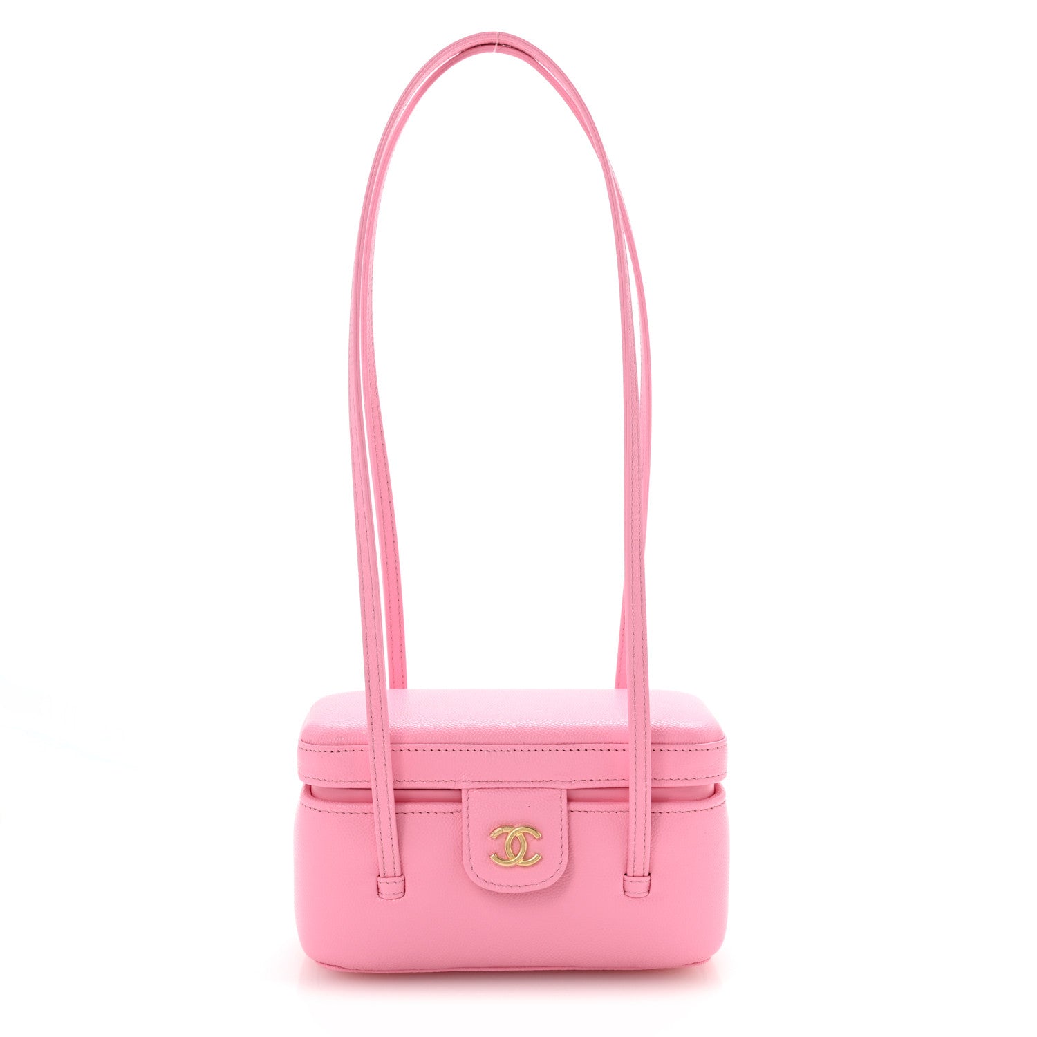 Shiny Caviar Preppy Coco Long Vanity With Strap Rose