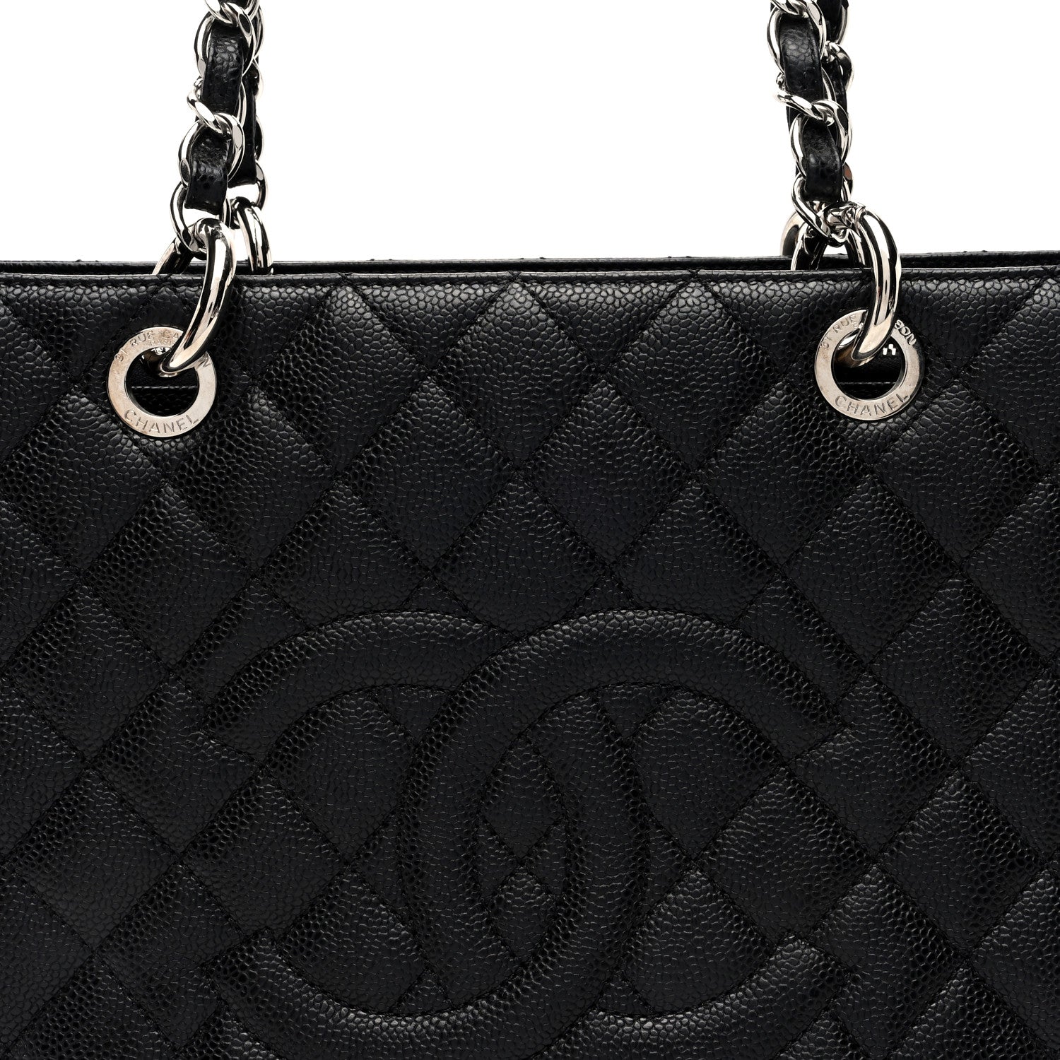 Caviar Quilted Grand Shopping Tote GST Black