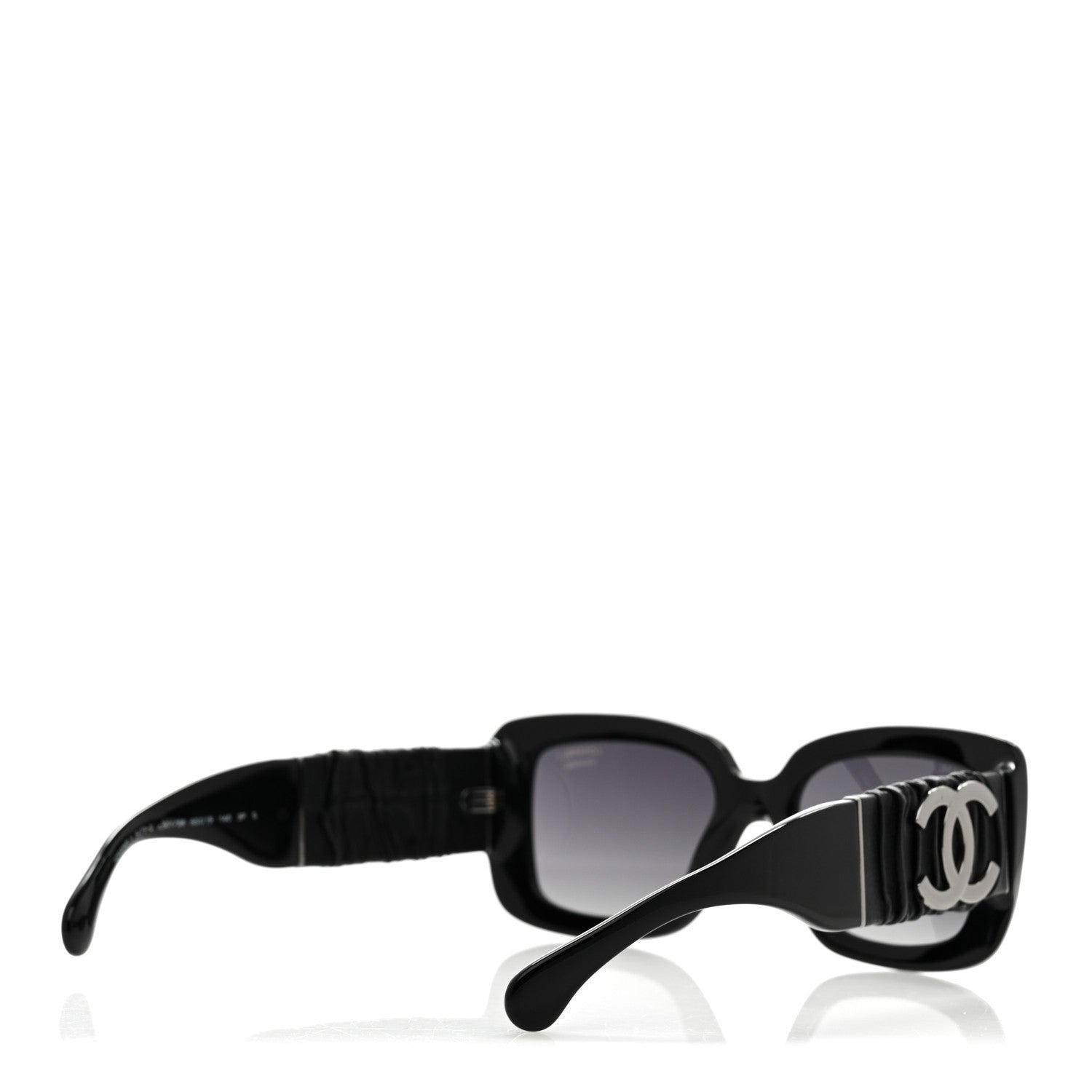 Acetate Calfskin Polarized Square Sunglasses 5473-Q Black