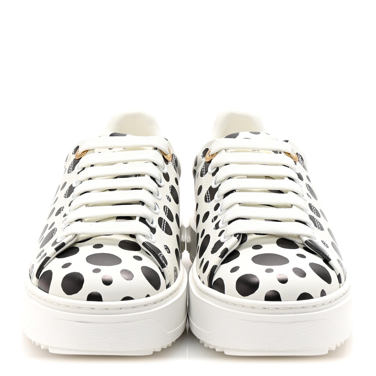 LV X YK Calfskin Printed Infinity Dots Time Out Sneakers 35.5 White