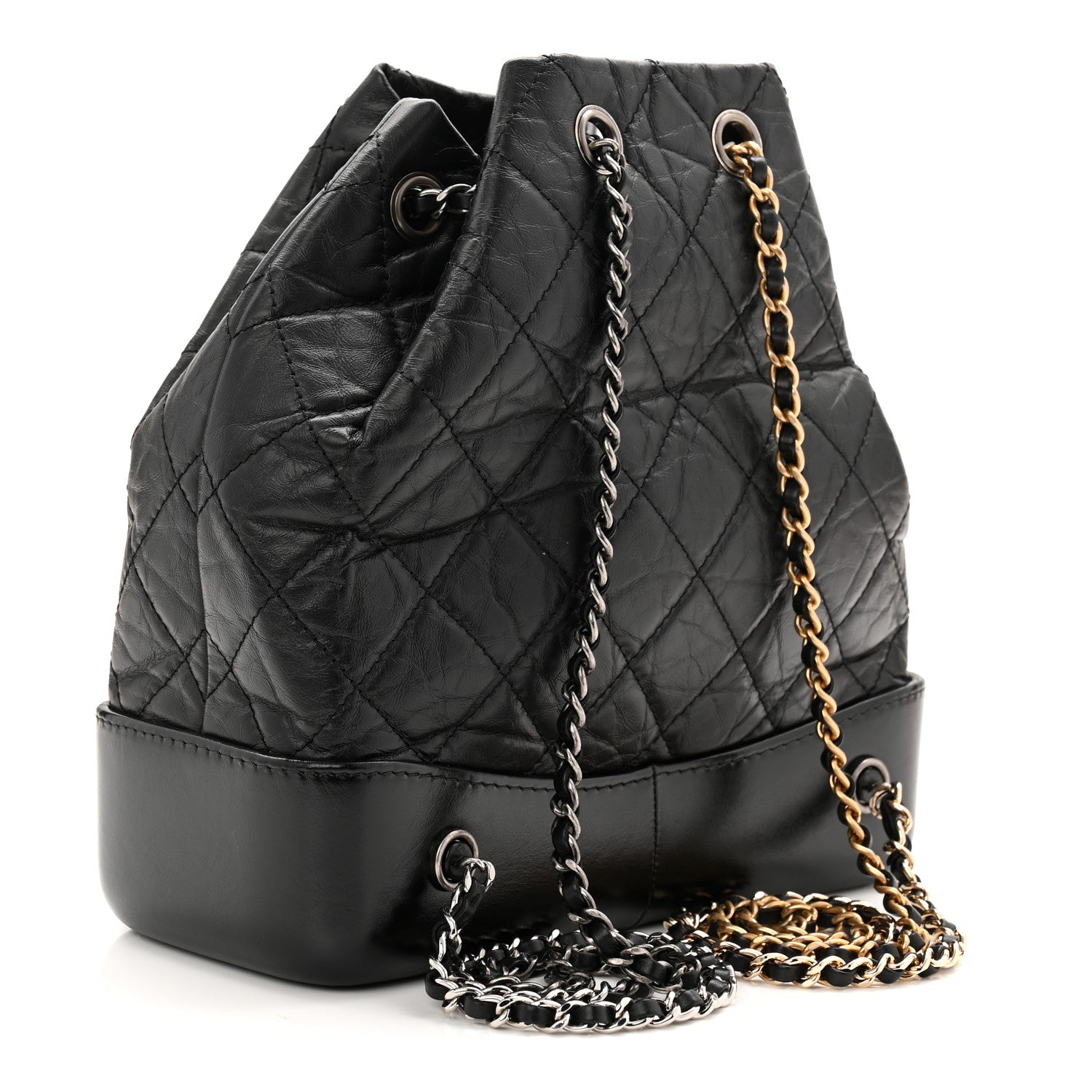 Aged Calfskin Quilted Small Gabrielle Backpack Black