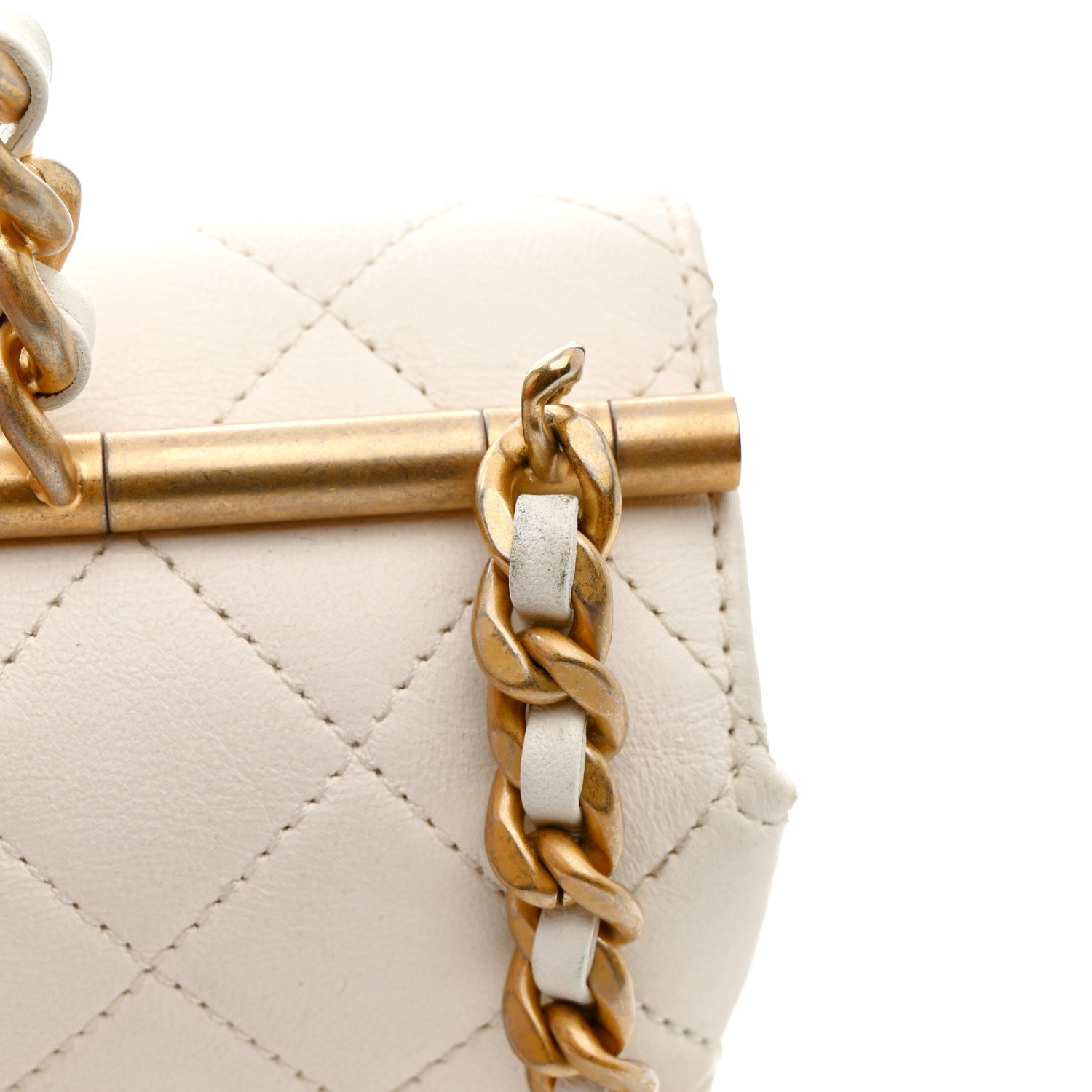 Lambskin Quilted La Parisienne Top Handle Flap White