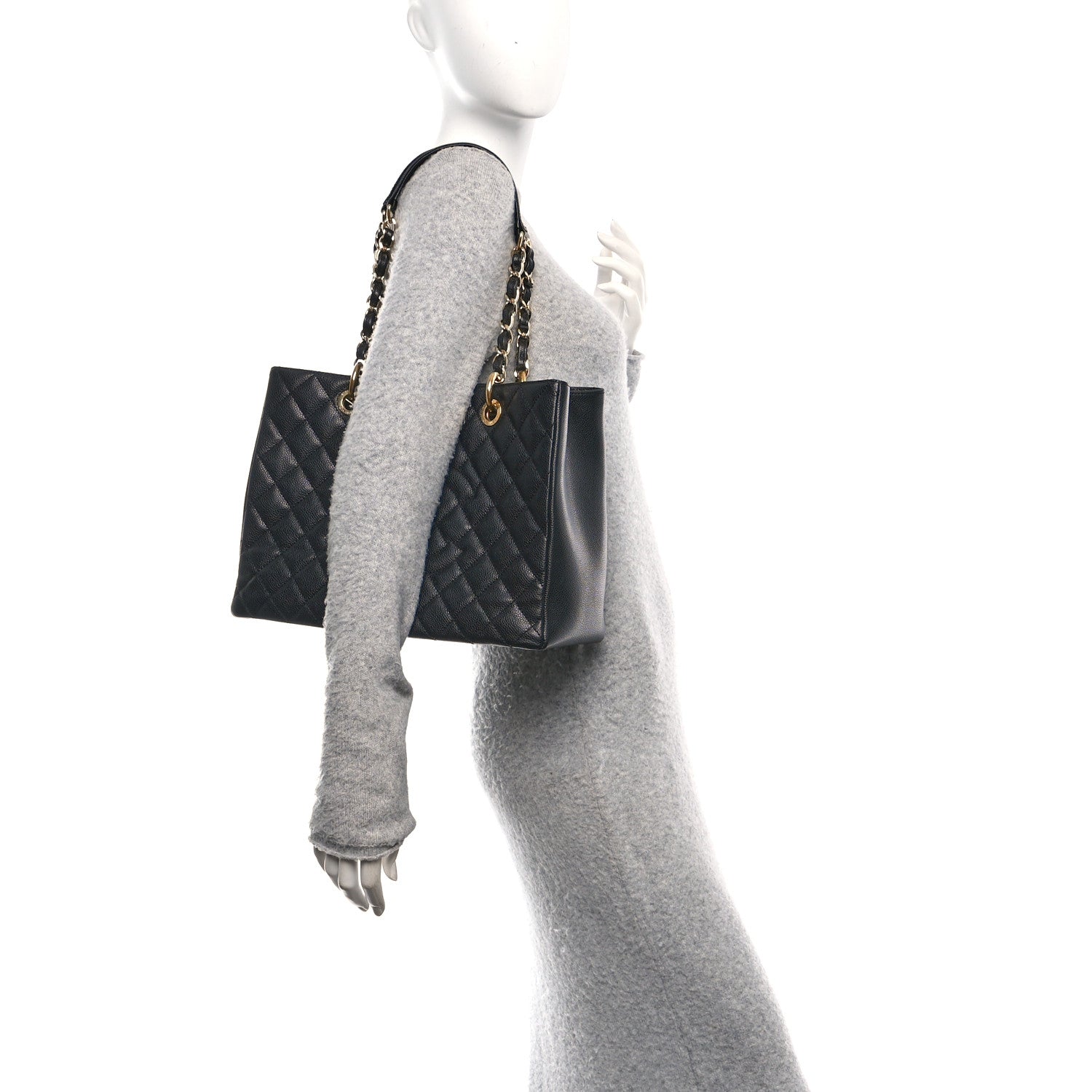 Caviar Quilted Grand Shopping Tote GST Black