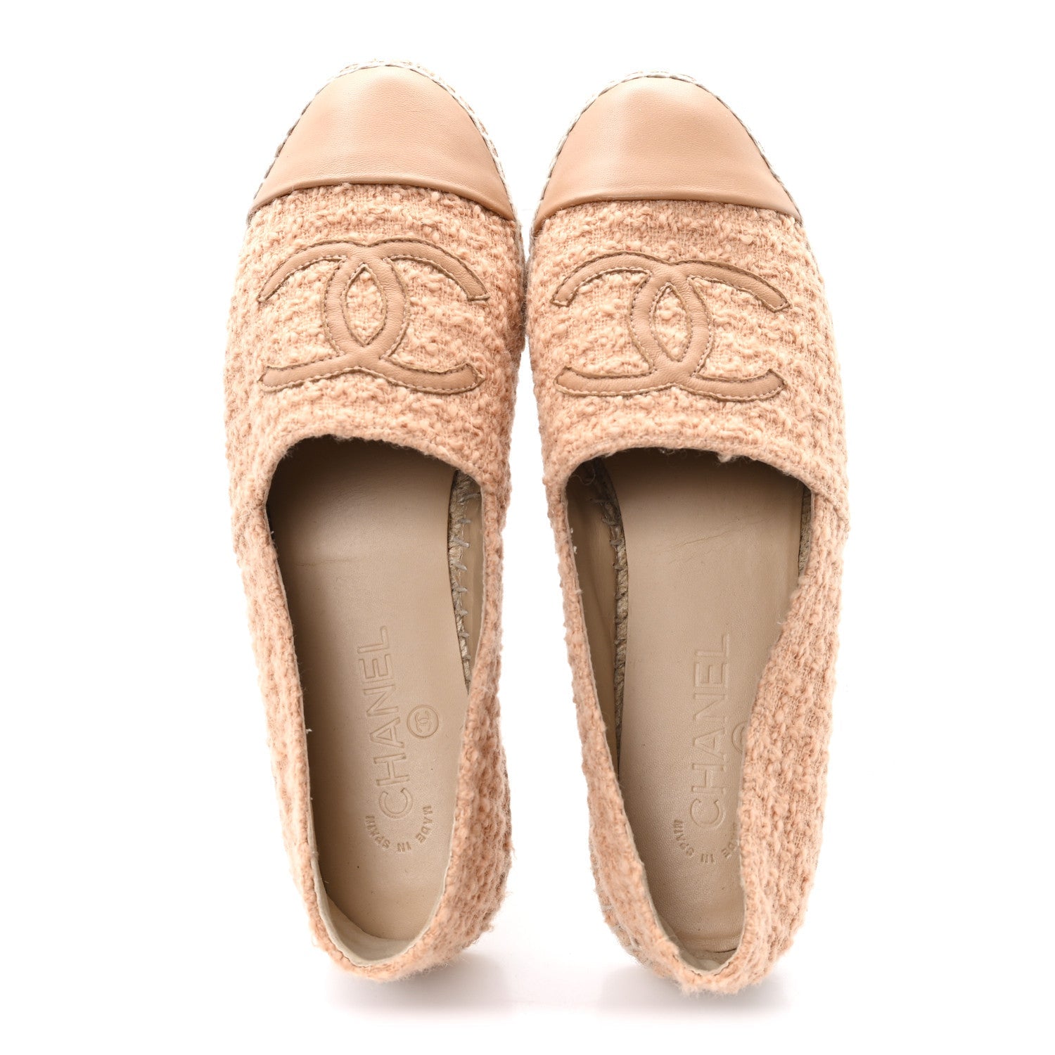 Tweed Lambskin CC Espadrilles 40 Dark Beige Light Brown