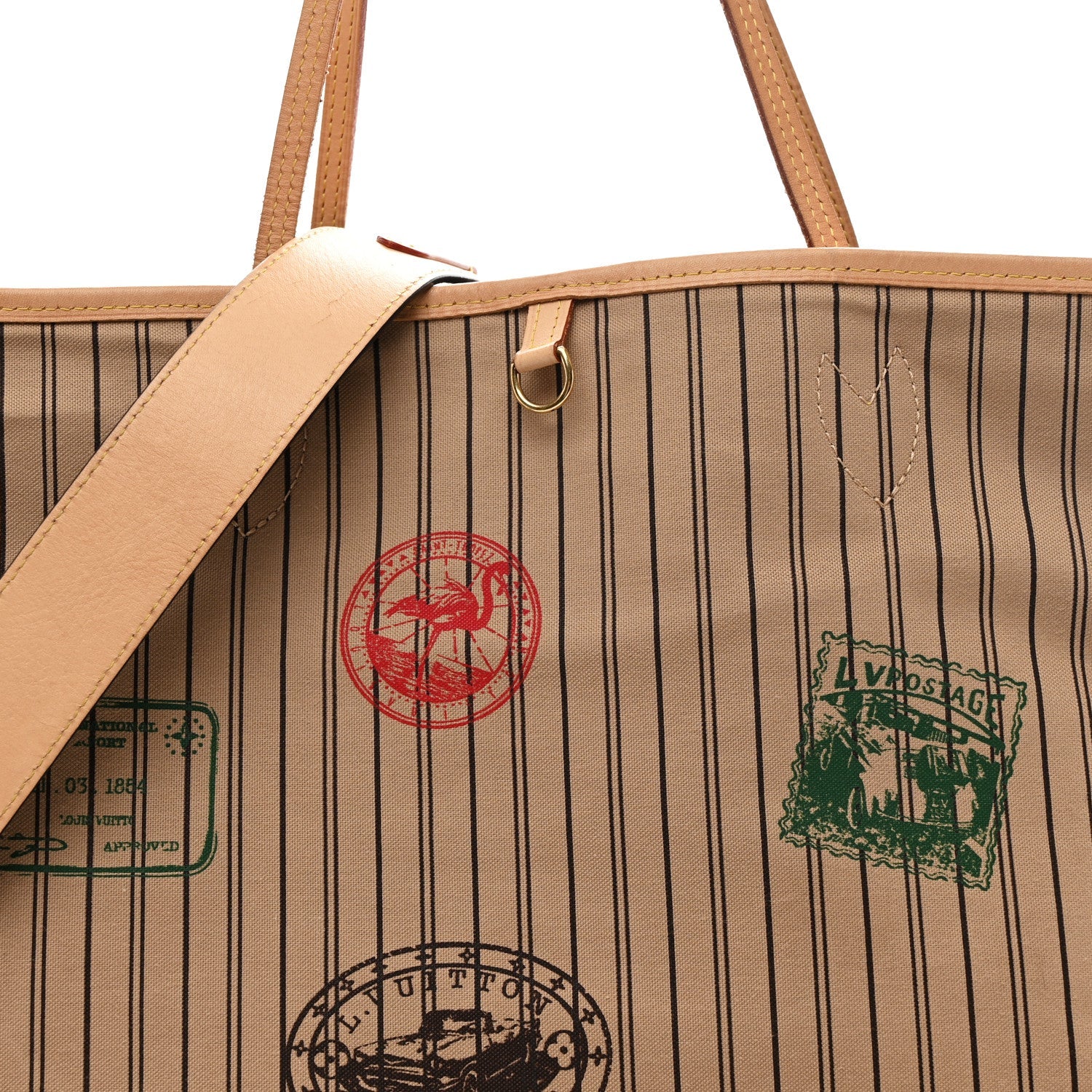 Monogram Stamped Inside Out Neverfull Bandouliere GM Beige