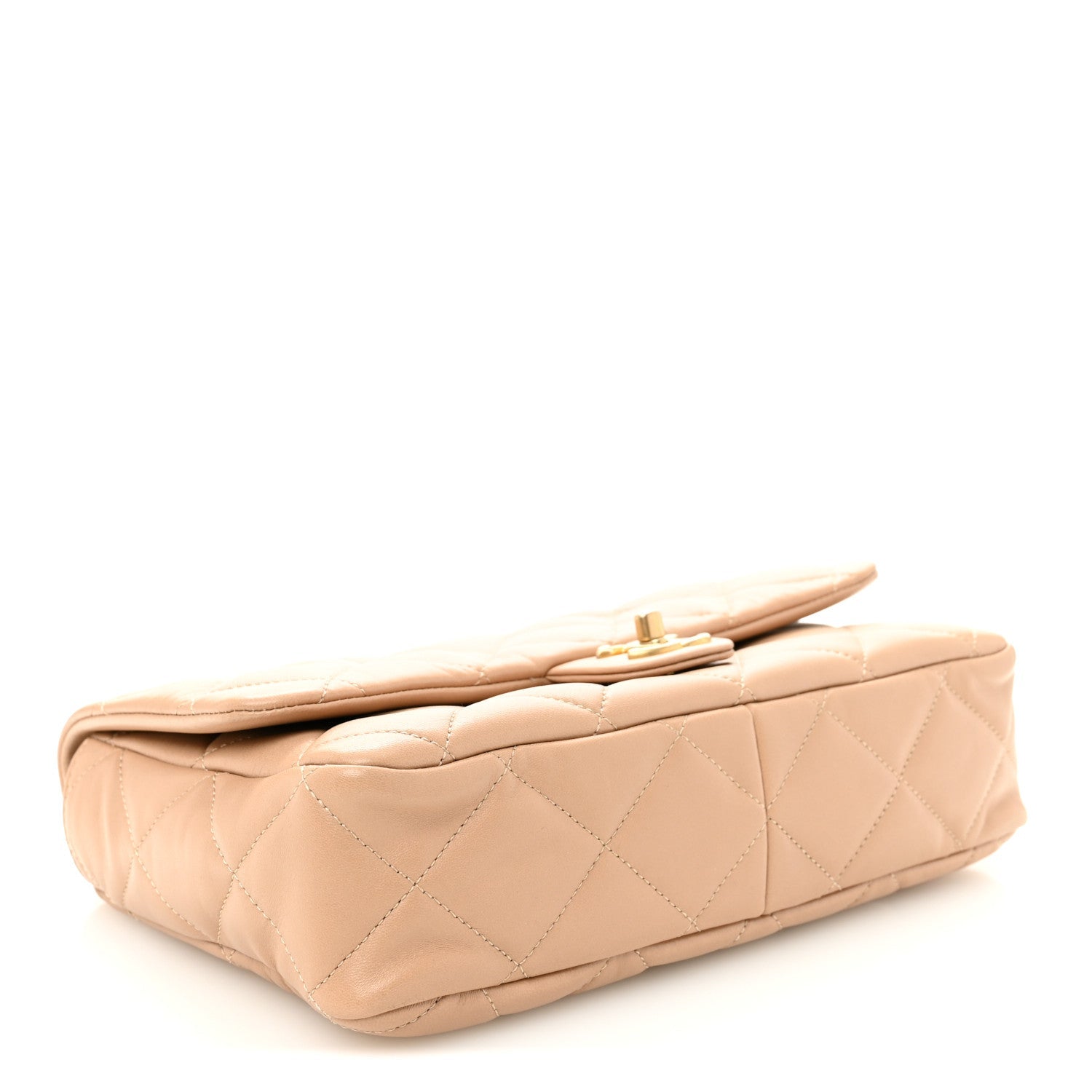 Lambskin Quilted Large CC Funky Town Flap Beige