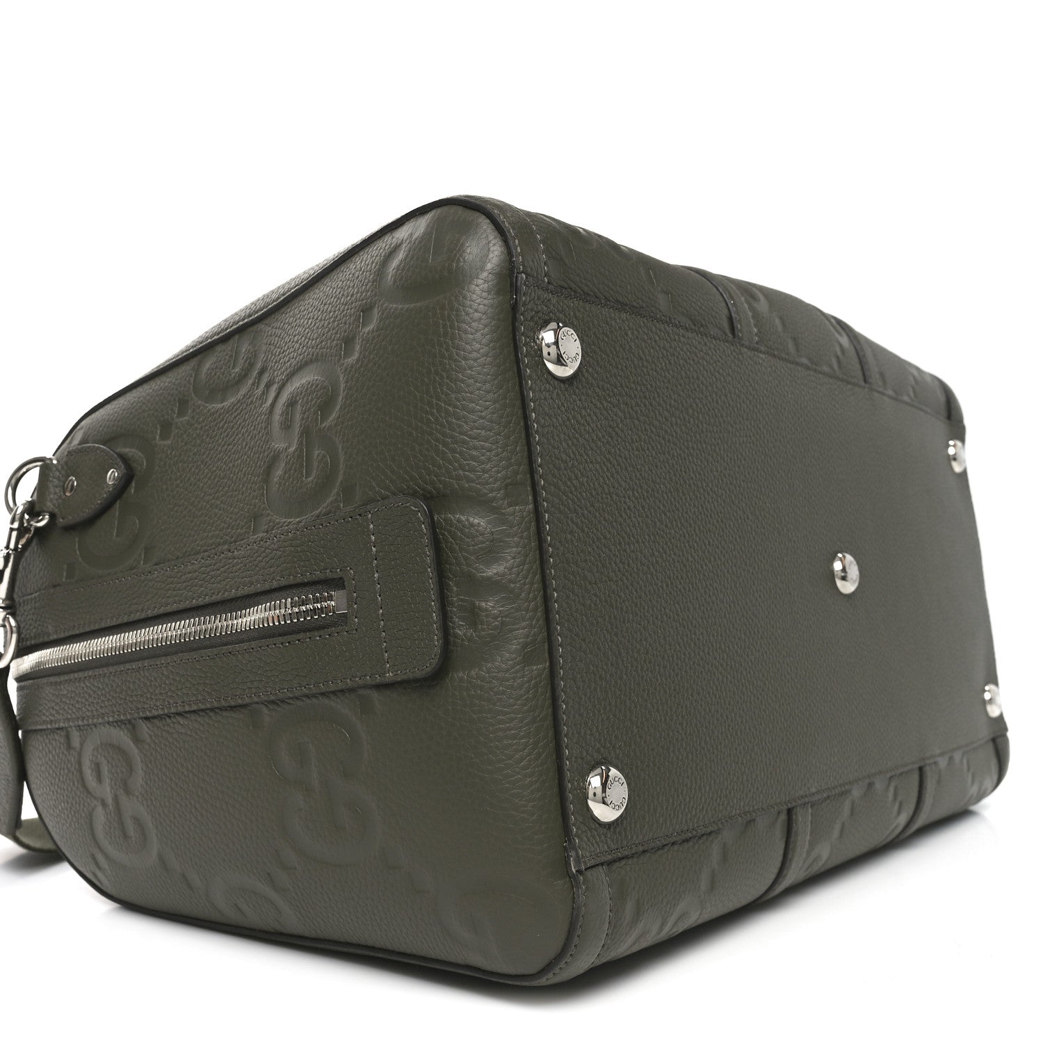 Piuma Calfskin Jumbo GG Embossed Large Duffle Bag Dark Vintage Olive