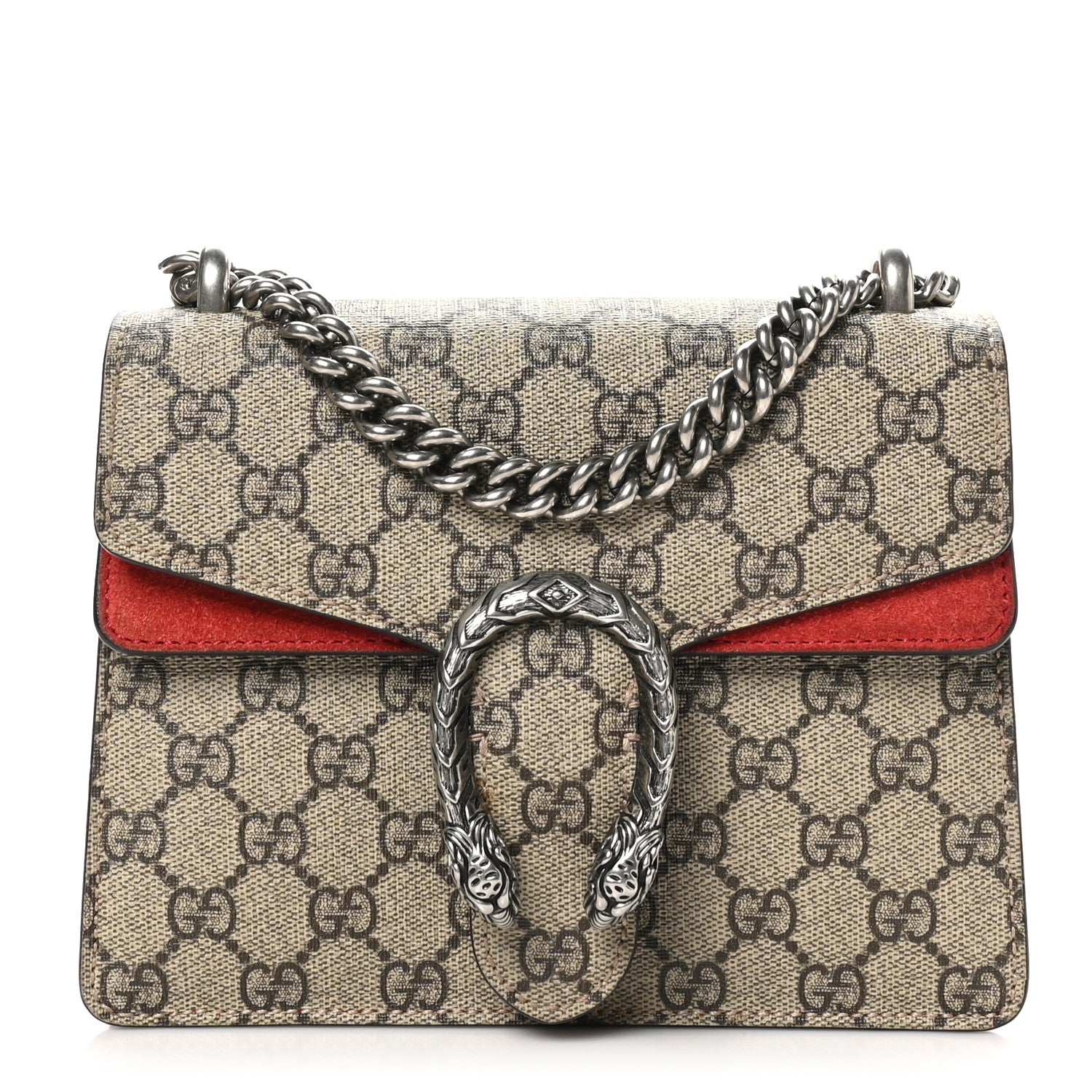 GG Supreme Monogram Mini Dionysus Shoulder Bag Hibiscus Red