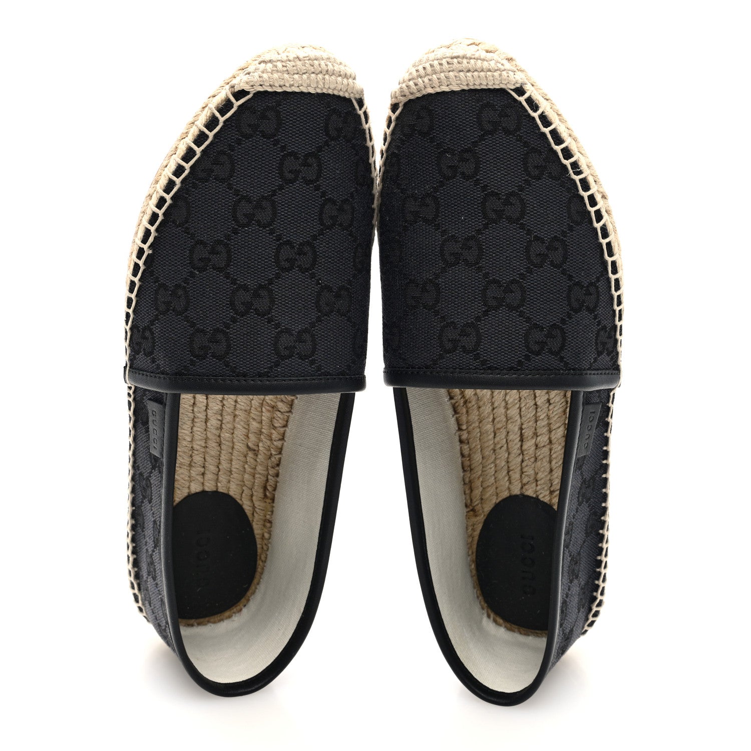 Washed Cotton Miro Soft Calfskin GG Monogram Espadrilles 37.5 Black