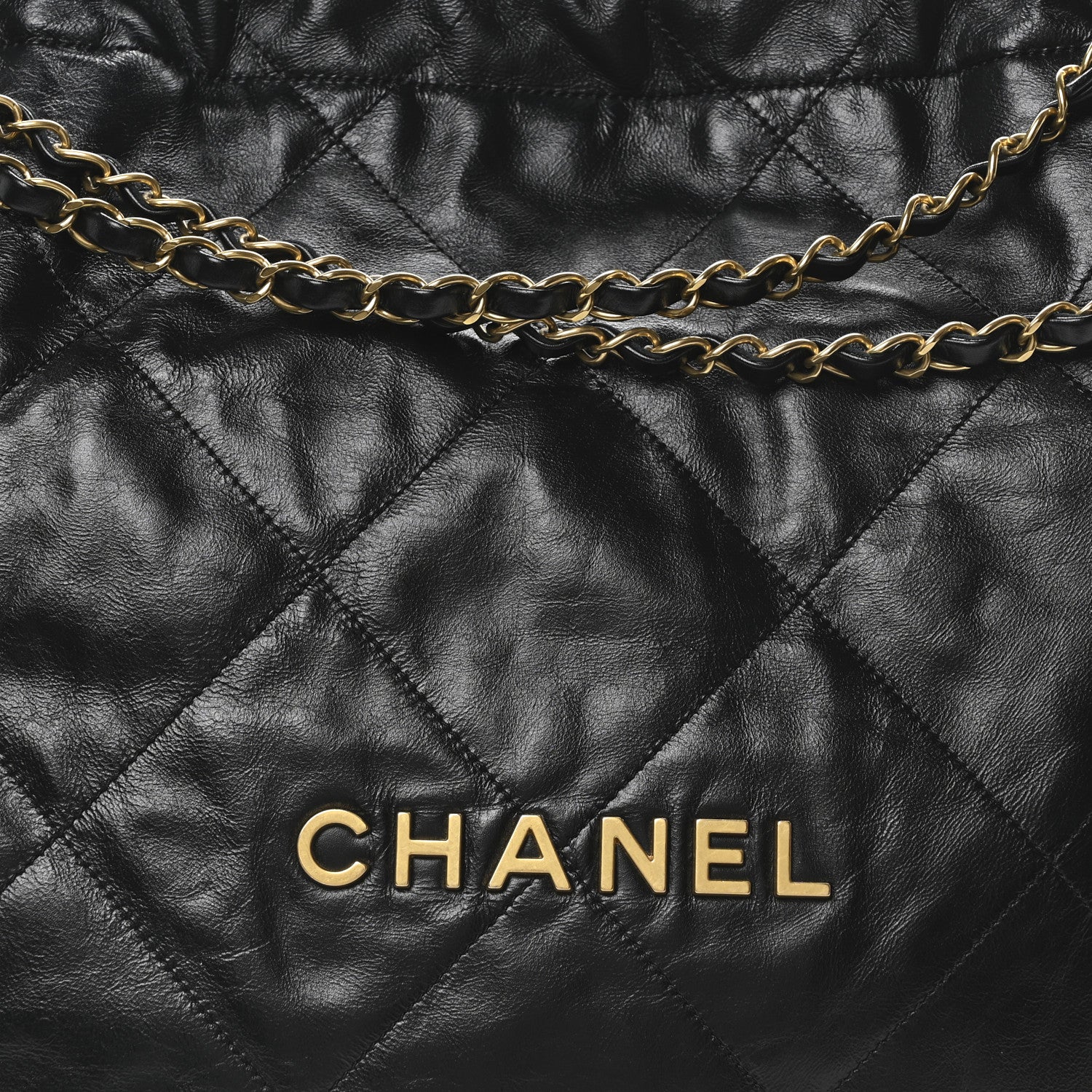 Shiny Calfskin Quilted Chanel 22 Black