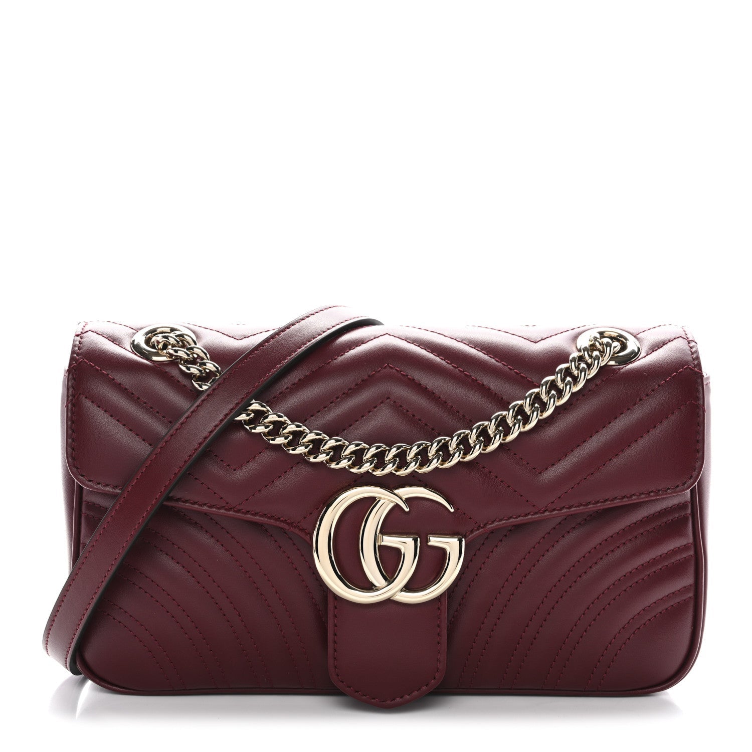 Calfskin Matelasse Medium GG Marmont Shoulder Bag Ancora Red