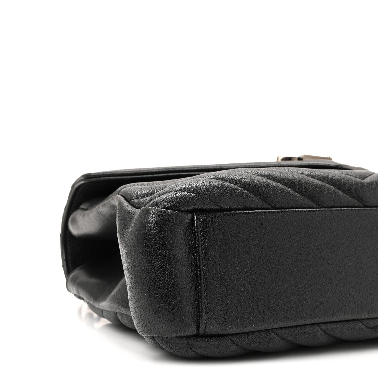 Sheepskin Matelasse Chevron Monogram Medium College Bag Black