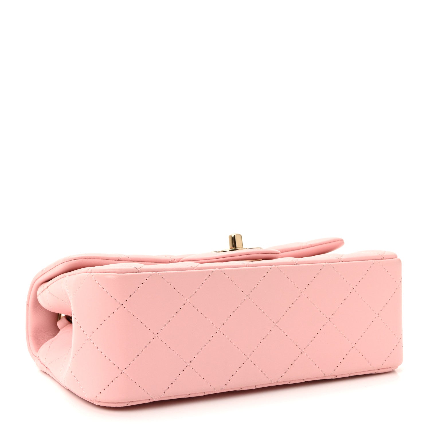 Lambskin Quilted Mini Rectangular Flap Light Pink