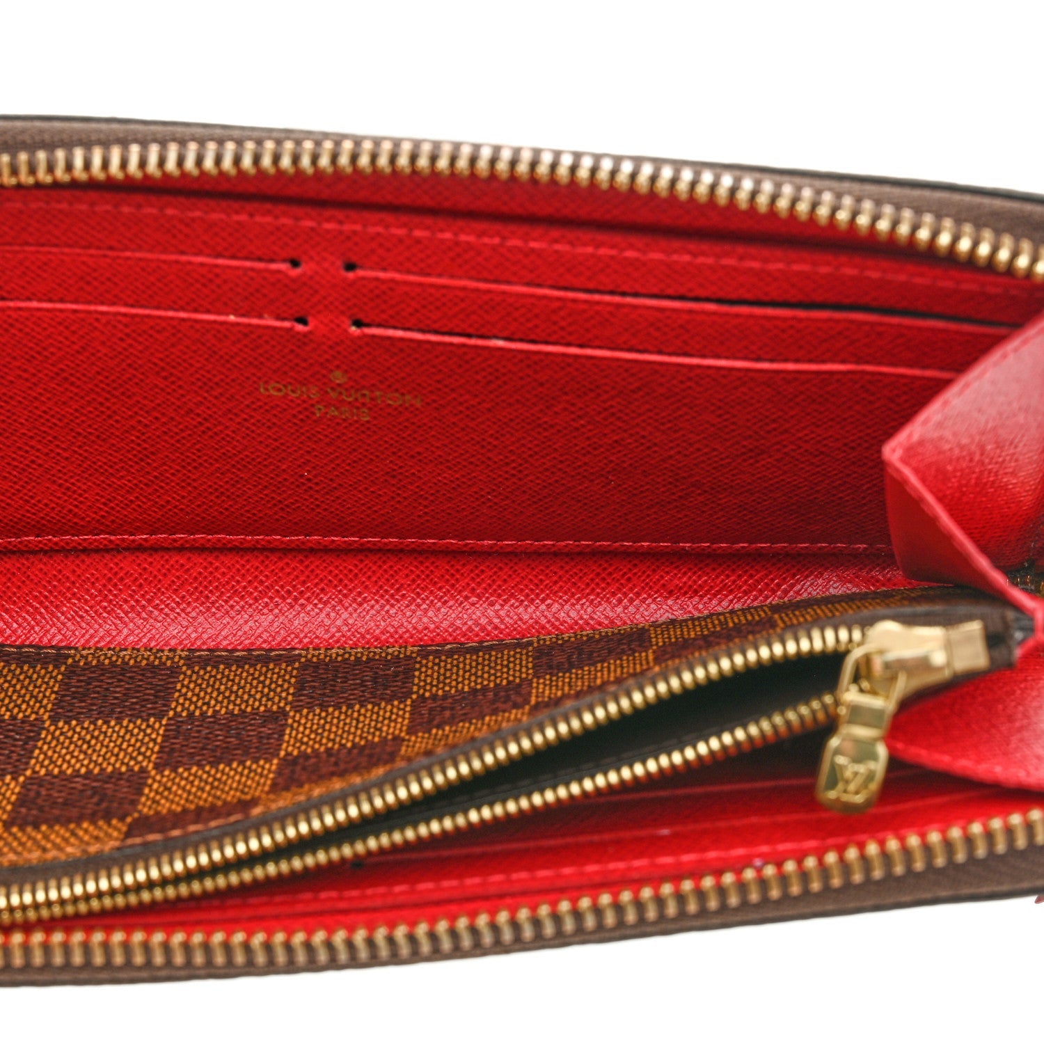 Damier Ebene Clemence Wallet Cherry