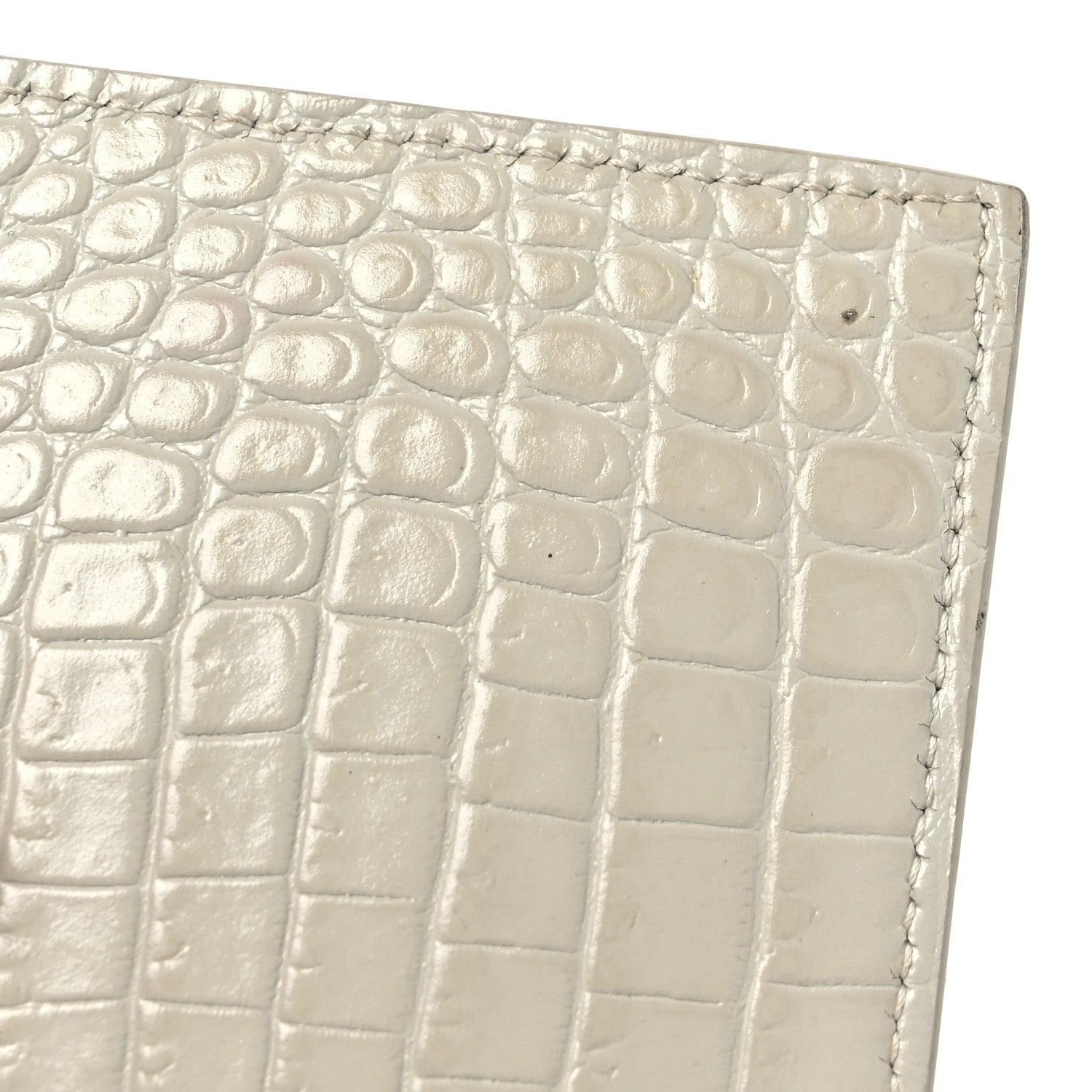 Calfskin Crocodile Embossed Monogram Uptown Baby Pouch Perle
