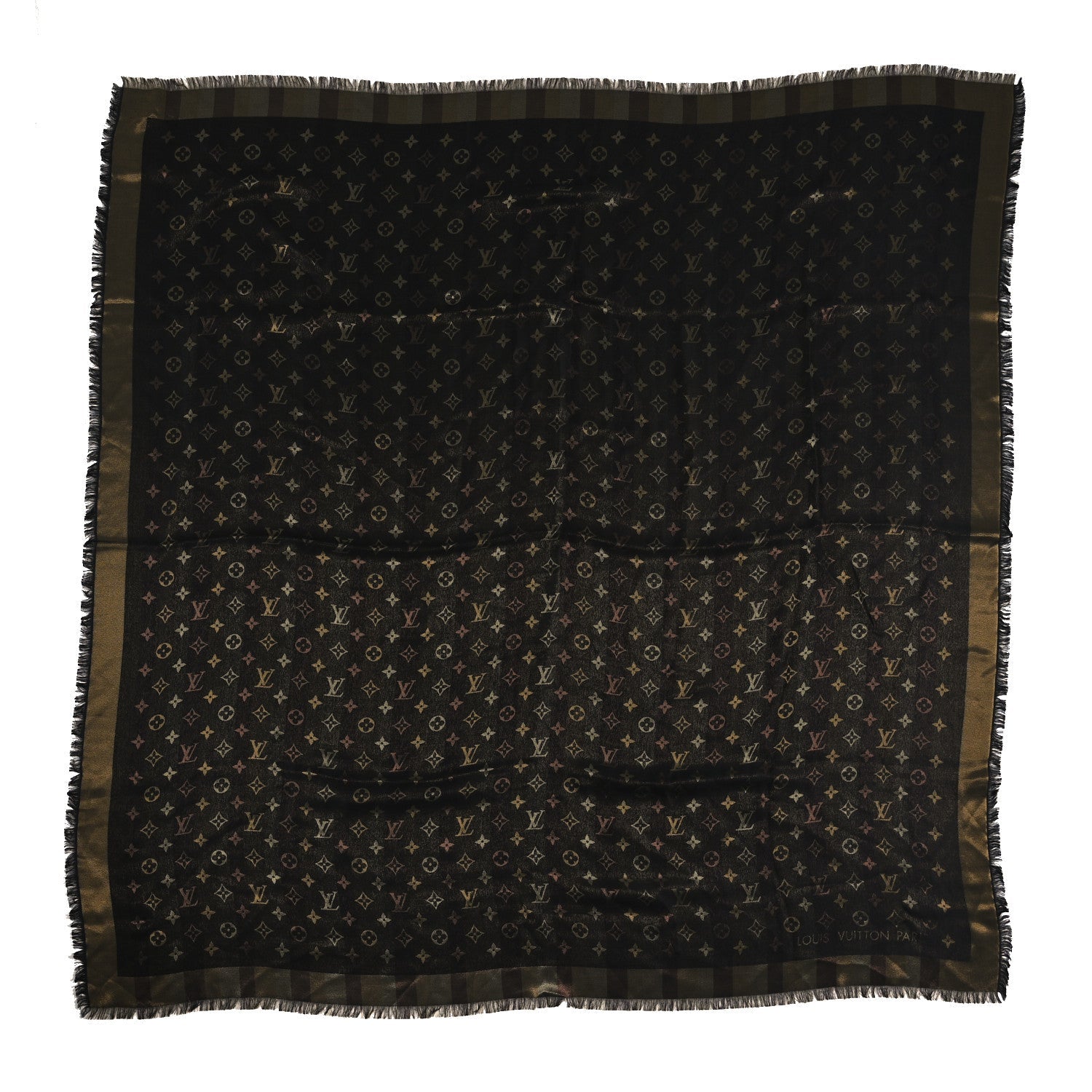Silk Lurex Wool So Shine Monogram Shawl Black