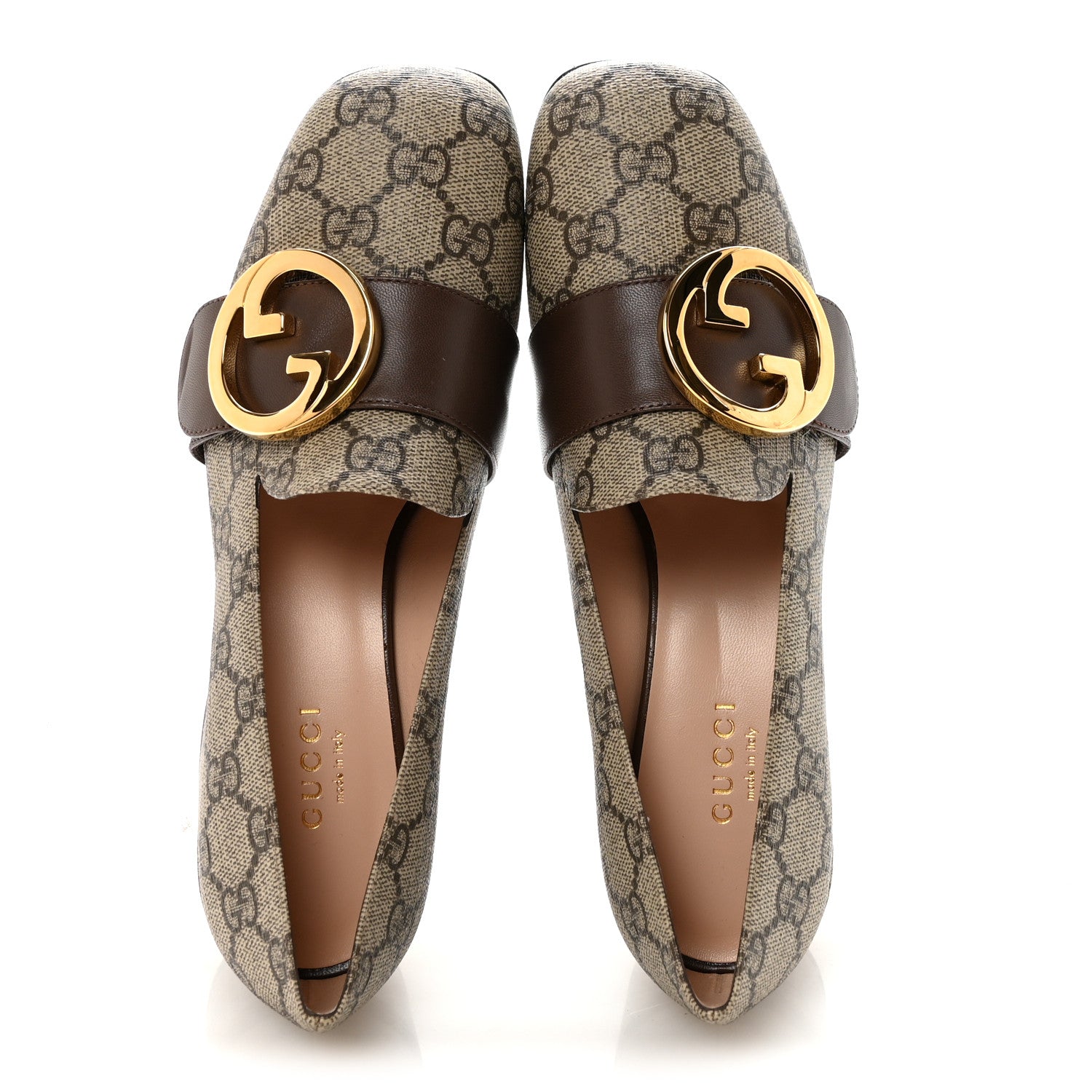 GG Supreme Monogram Malaga Kid Blondie Pumps 35.5 Beige Ebony New Acero