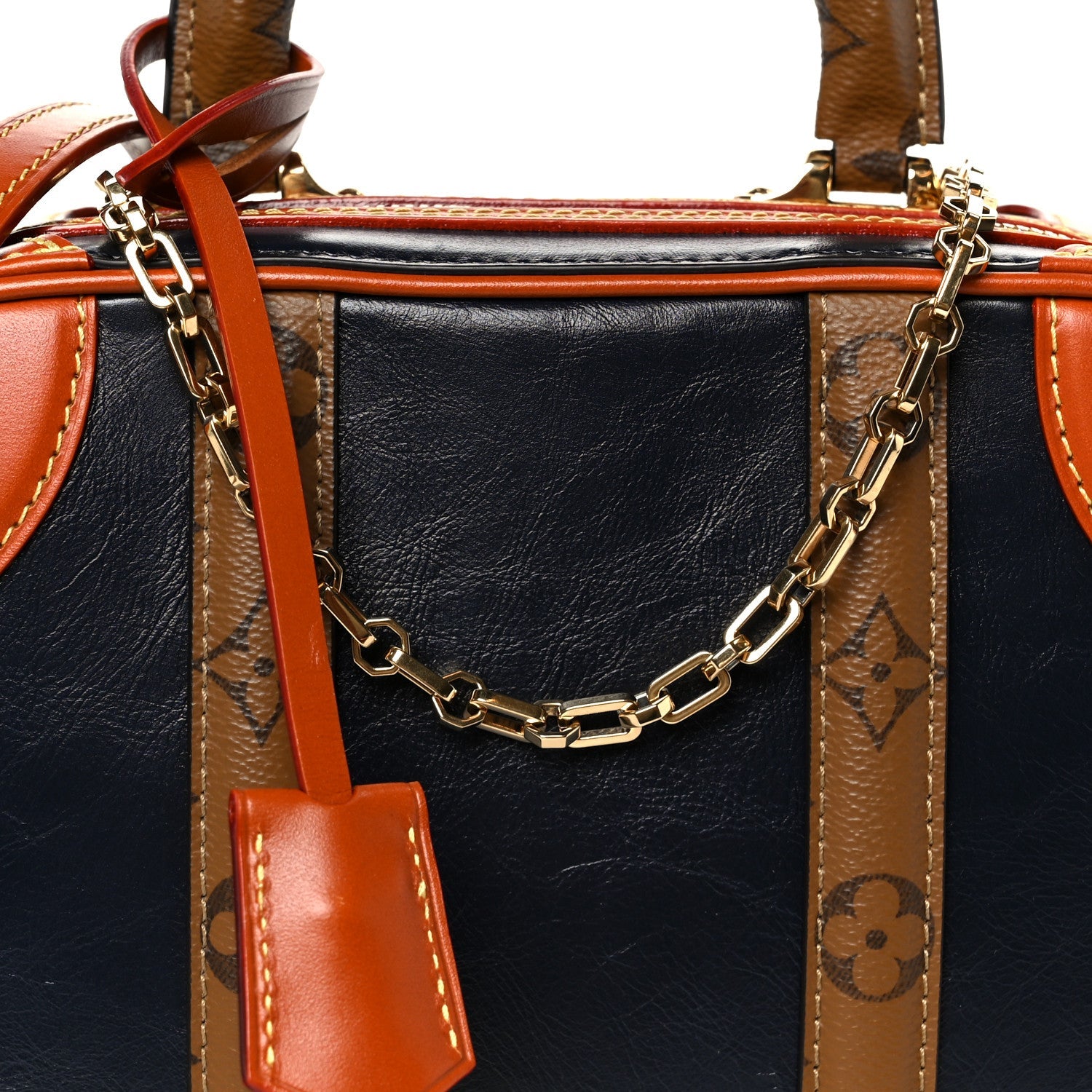Calfskin Reverse Monogram Valisette PM Navy Caramel