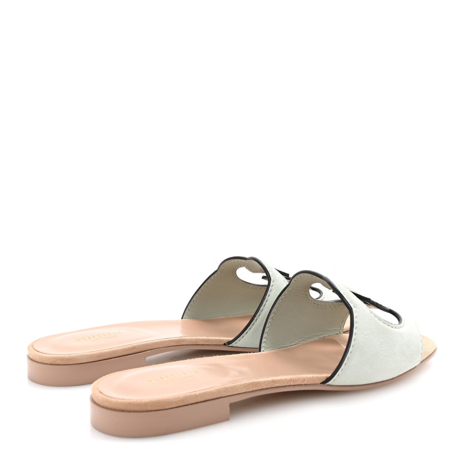 Kid Scamosciato Interlocking G Cut Out Slide Sandals 37.5 Salvy Green