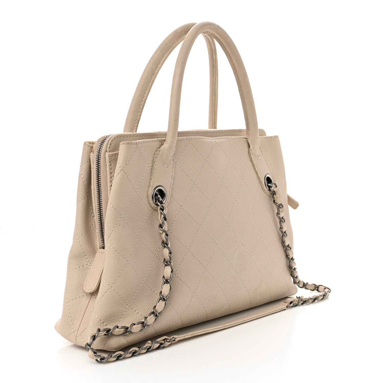 Grained Vegetal Calfskin Small Urban Shopping Tote Beige