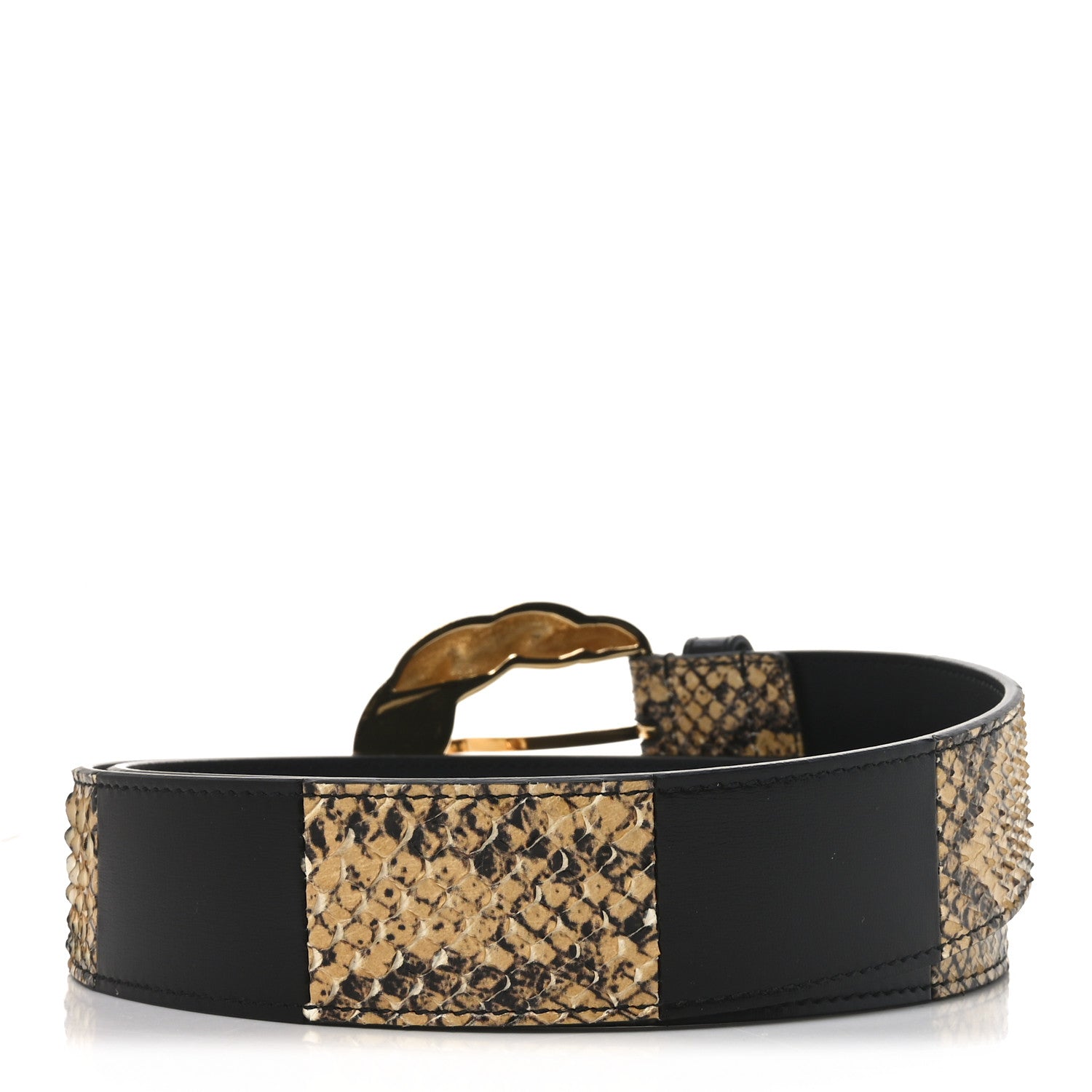 Ciny Calfskin Lux Snakeskin Torchon 95 38 Belt Black