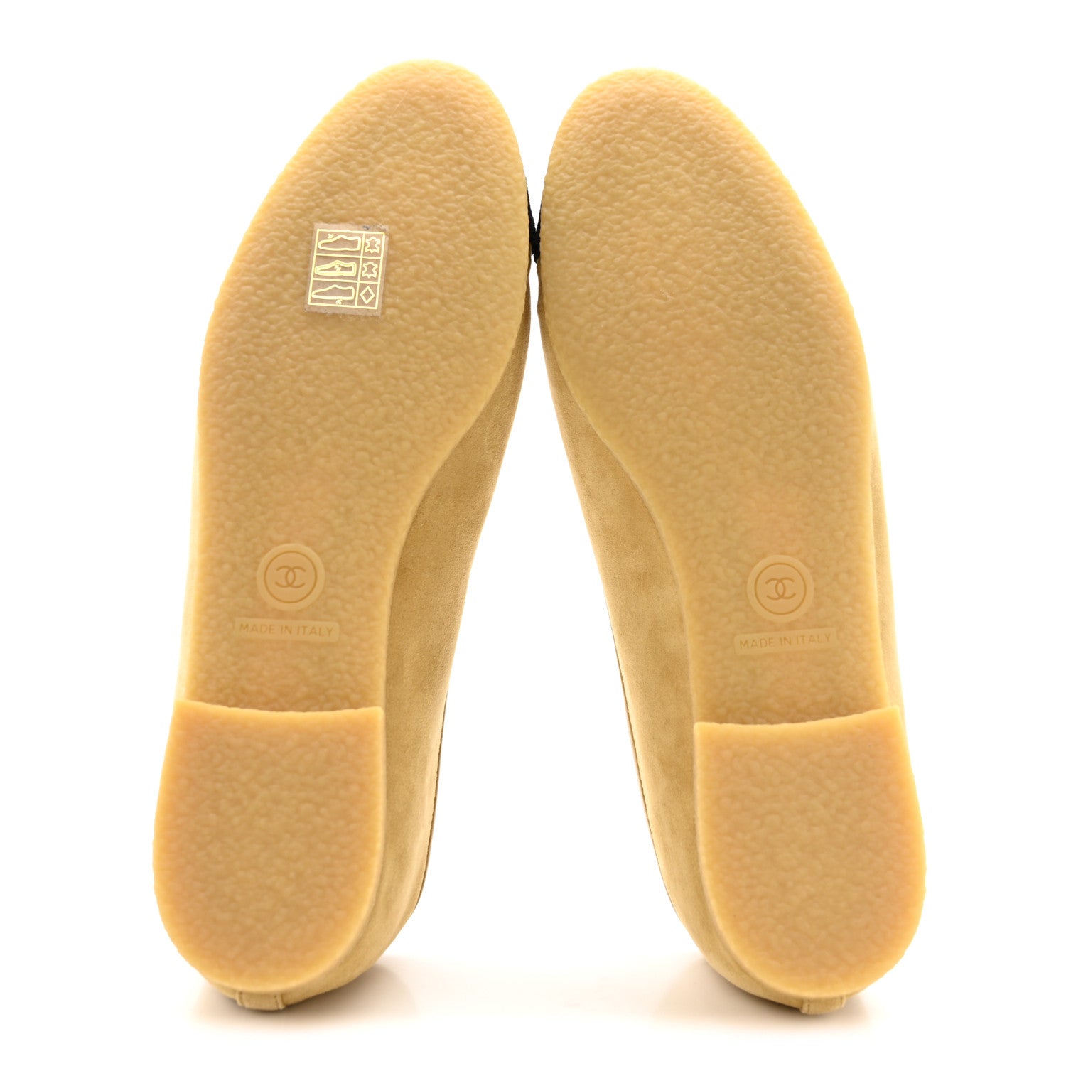Suede Goatskin Cap Toe CC Ballerina Flats 38 Beige Black