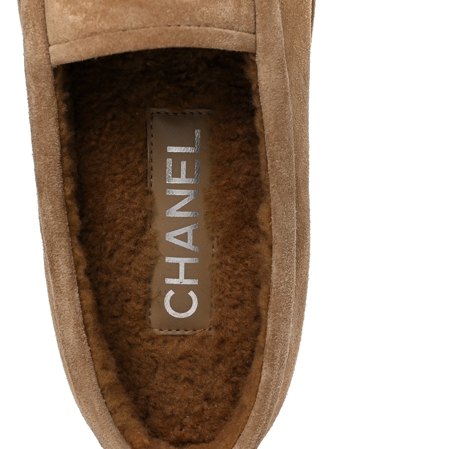 Suede Calfskin CC Loafers 36 Dark Beige