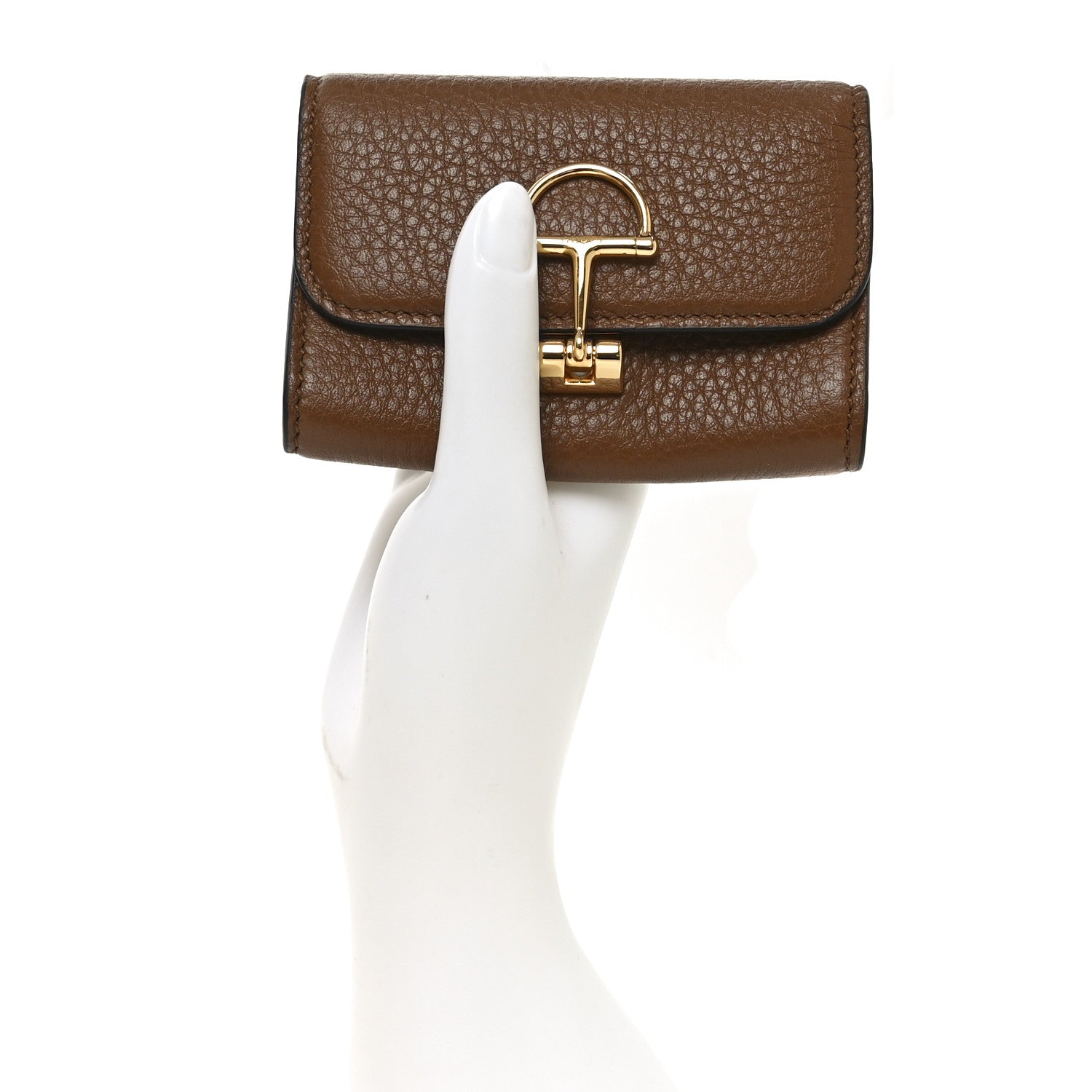 Grainy Calfskin Softbit Card Case Wallet Brown