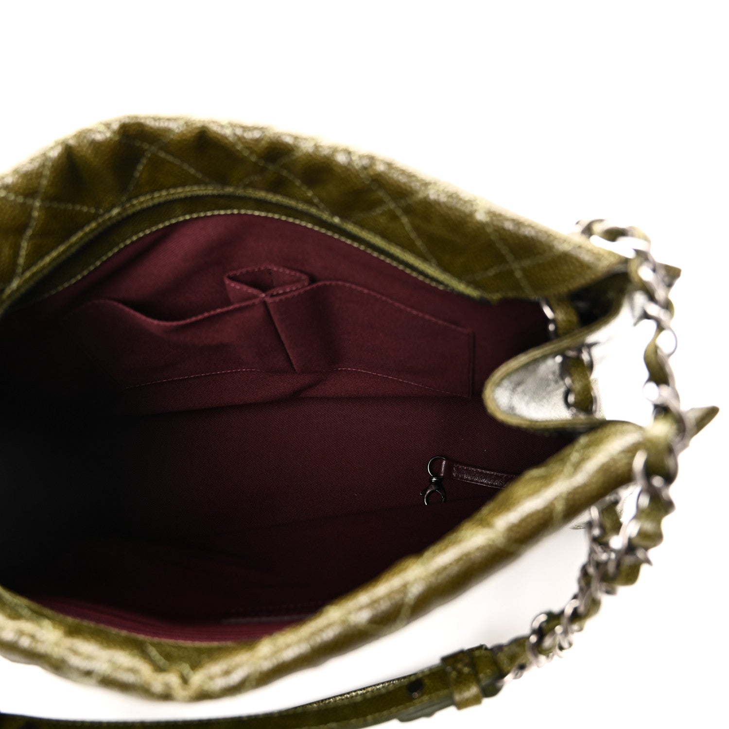 Glazed Caviar Quilted Tote Green