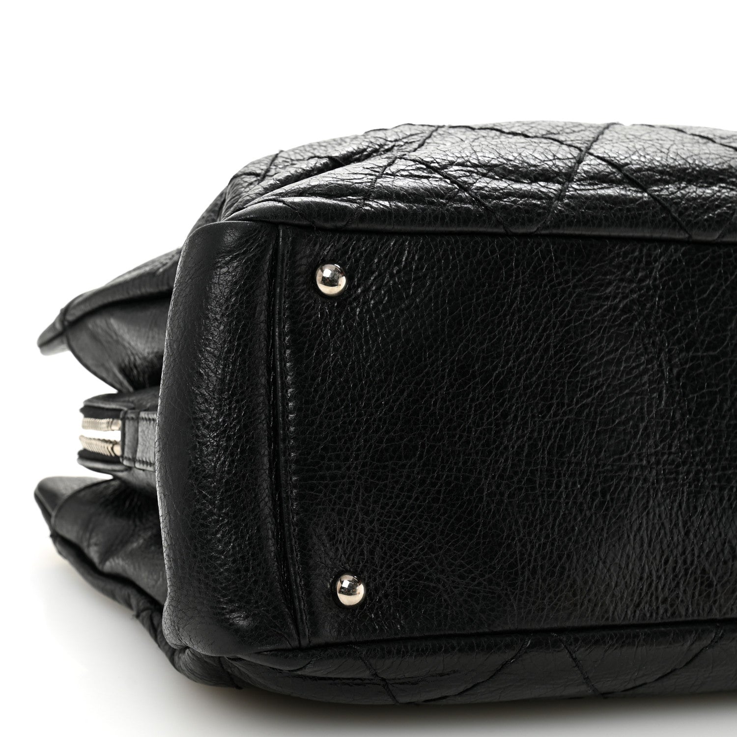 Glazed Calfskin On the Road Zip Tote Black