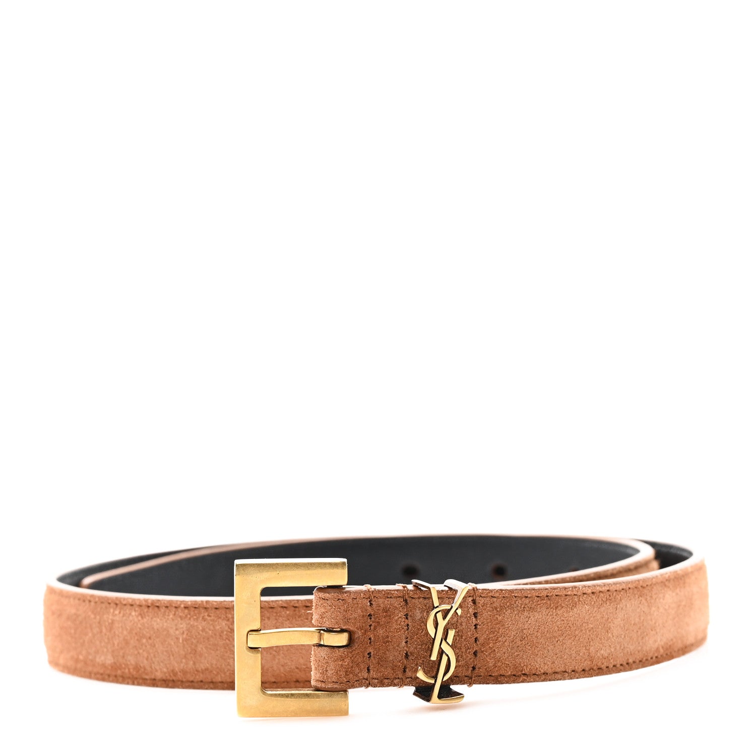 Suede Monogram Square Buckle Belt 65 26 Brick
