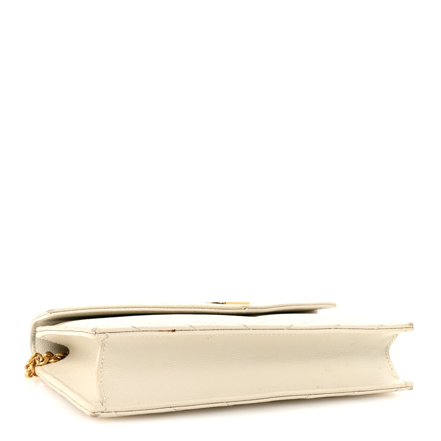Grain De Poudre Matelasse Chevron Monogram Envelope Chain Wallet Crema Soft