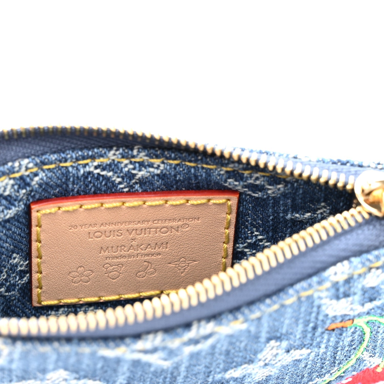 LV X TM Monogram Denim Cerises Key Pouch Blue