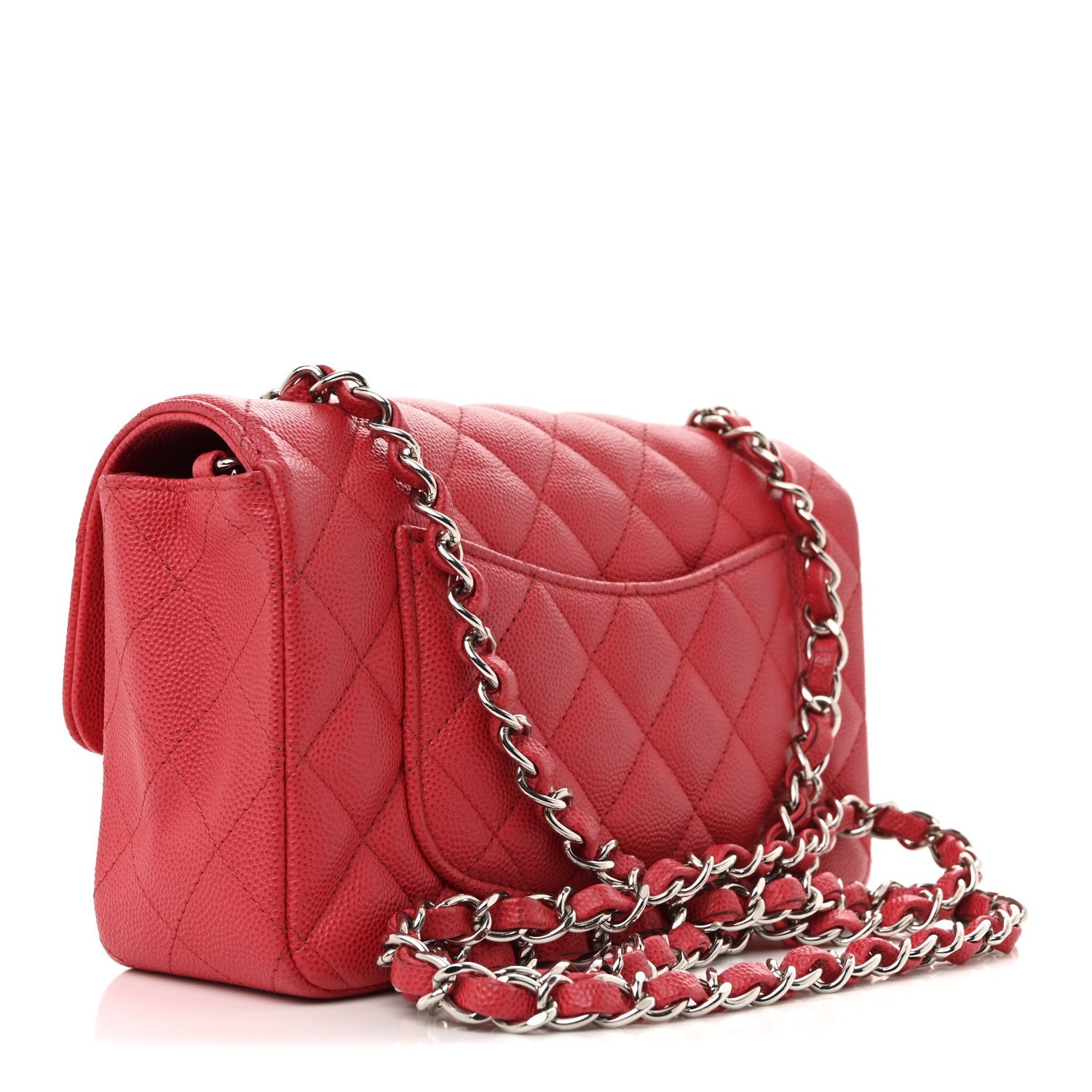Caviar Quilted Mini Rectangular Flap Red