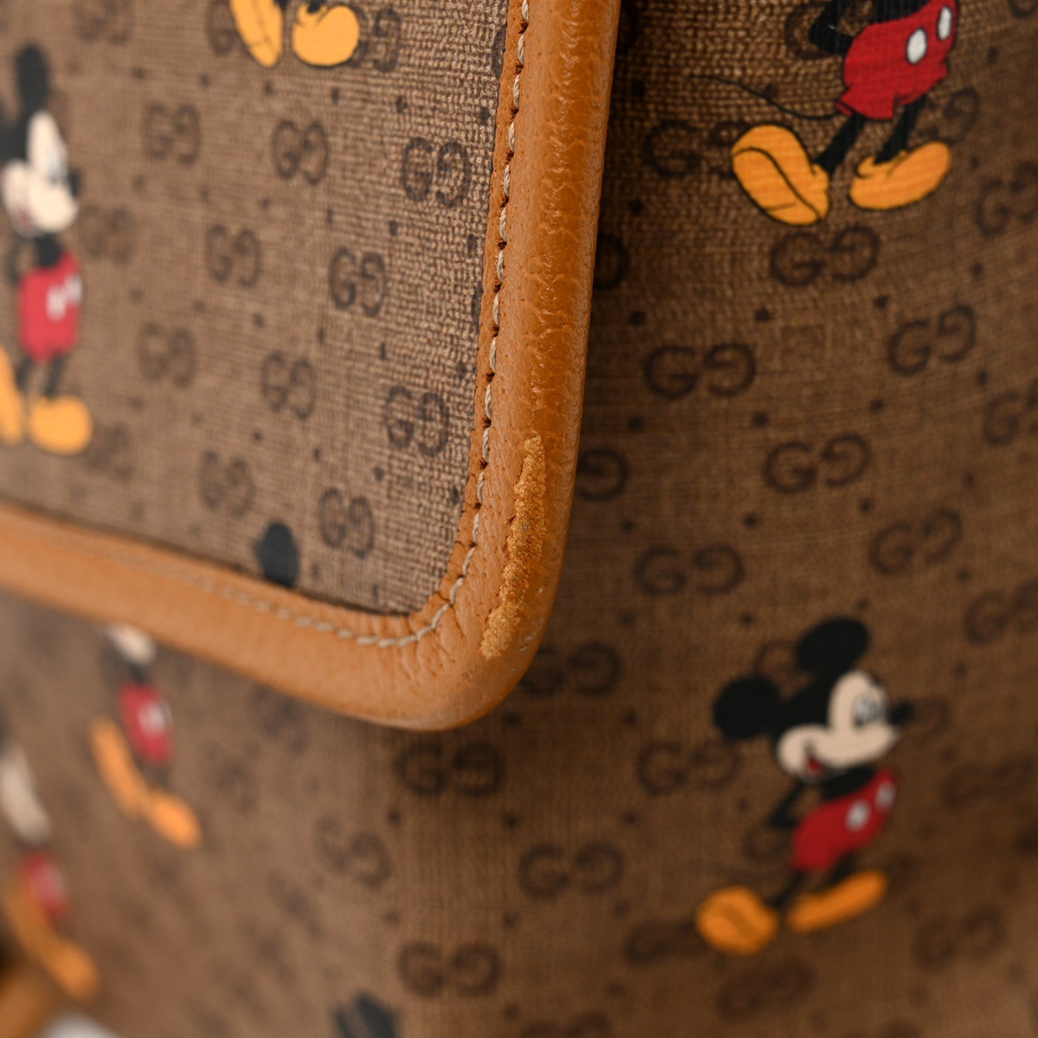X DISNEY Mini Vintage GG Supreme Monogram Mickey Mouse Medium Backpack Beige Vintage Sun Oil