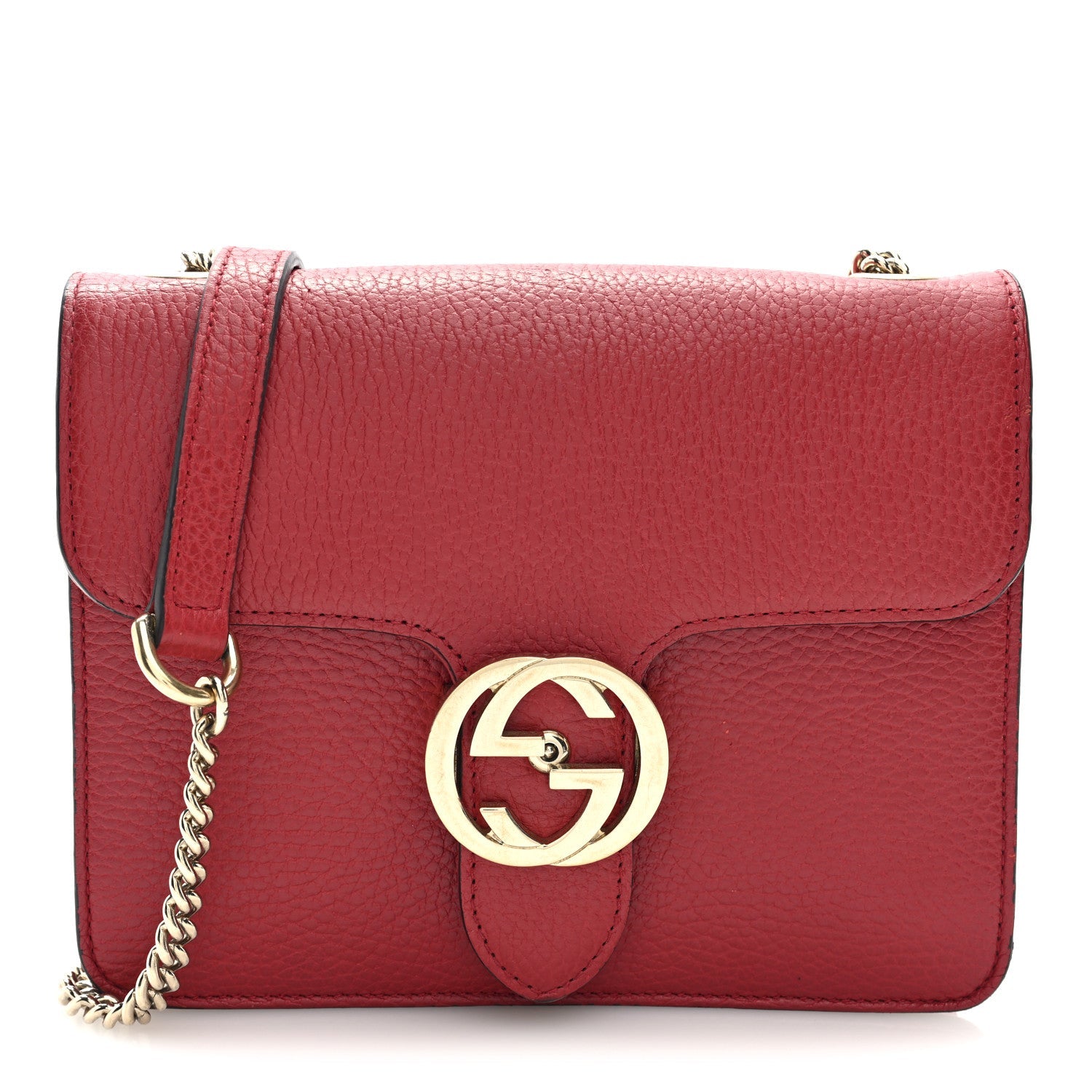Dollar Calfskin Small Interlocking G Shoulder Bag Red