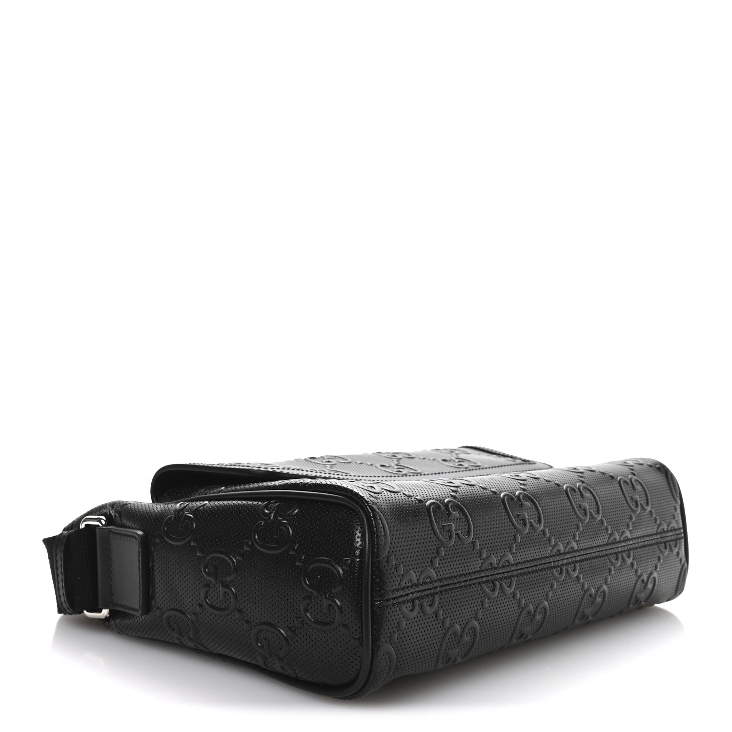 Calfskin GG Tennis Embossed Shoulder Bag Black