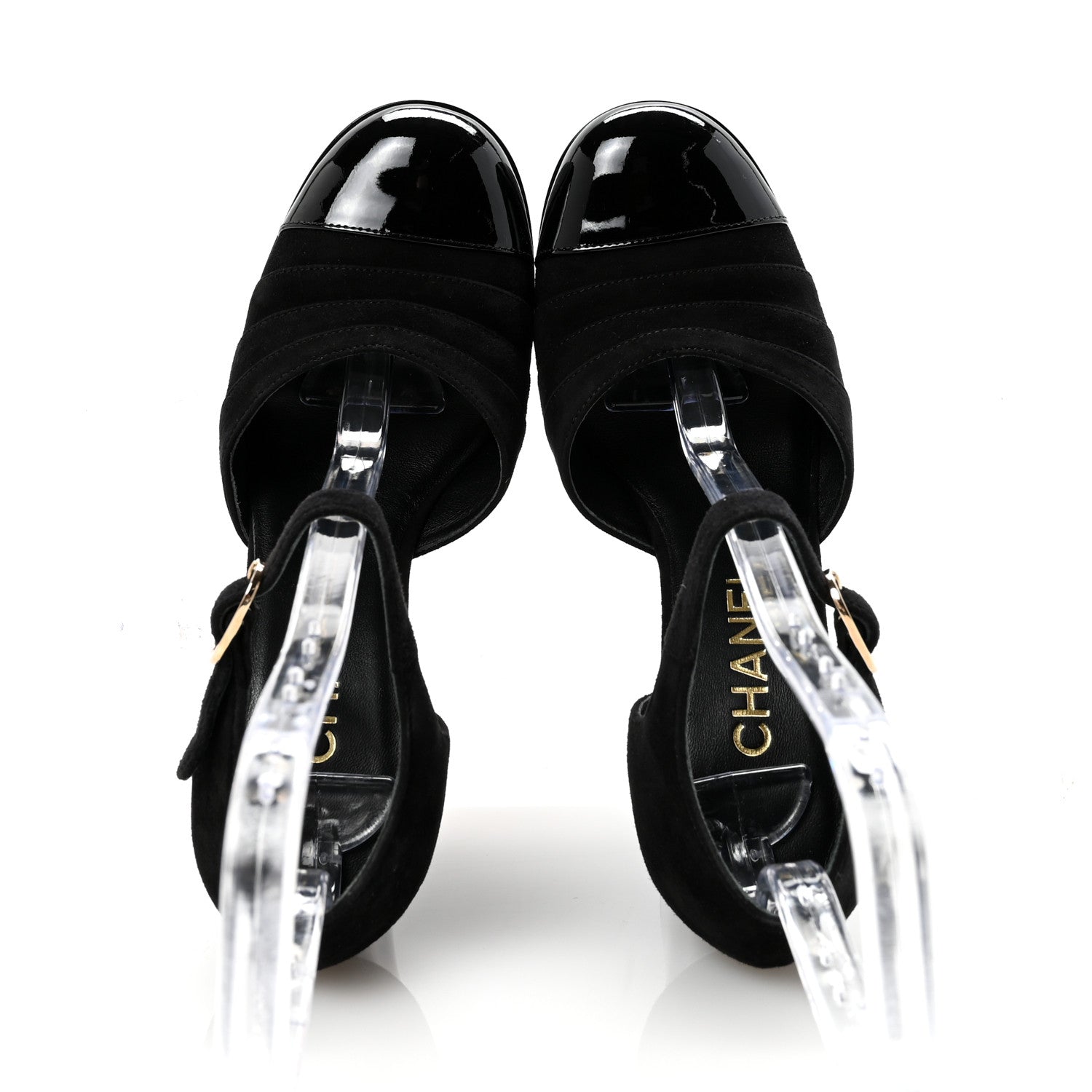 Patent Suede CC Platform Pumps 36 Black