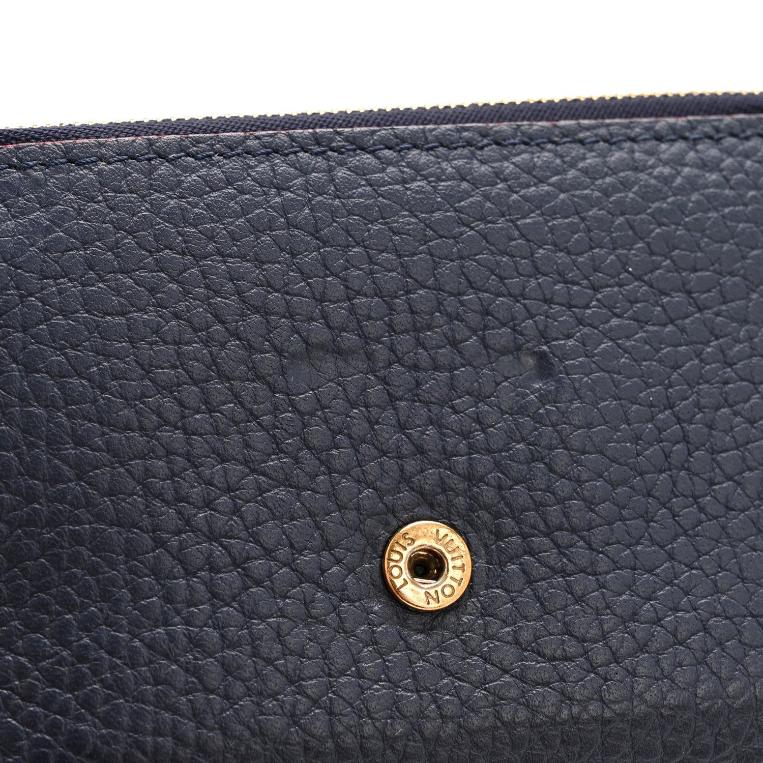 Taurillon Capucines Compact Wallet Marine Rouge