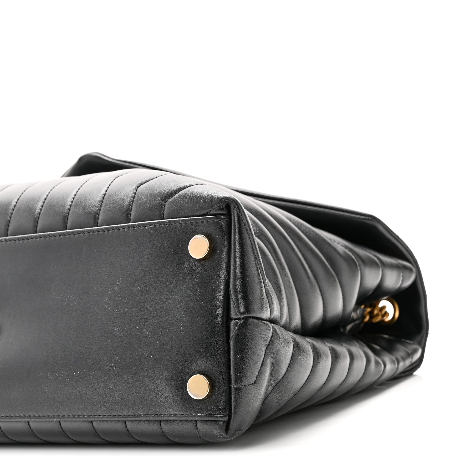 Calfskin Y Quilted Monogram Large Loulou Chain Satchel Black