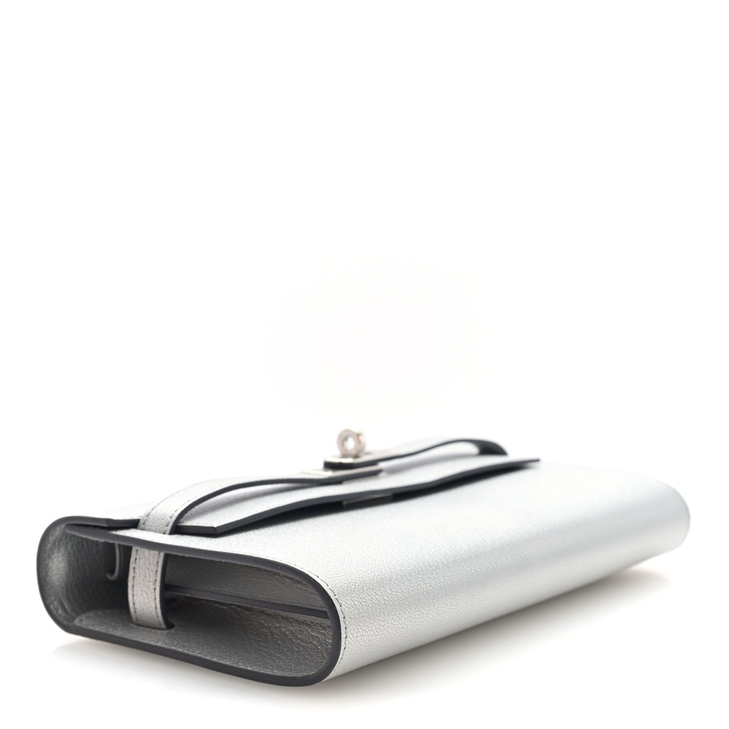 Metallic Chevre Chamkilight Kelly Wallet To Go Argent