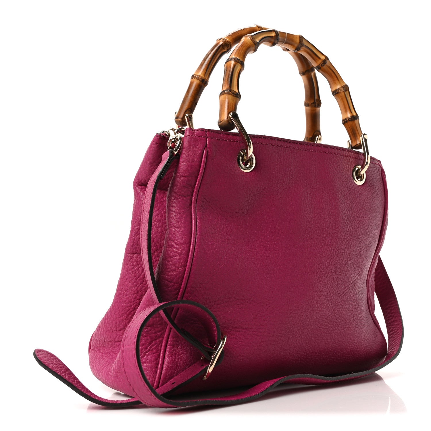 Calfskin Small Bamboo Shopper Tote Bright Bougainvillea