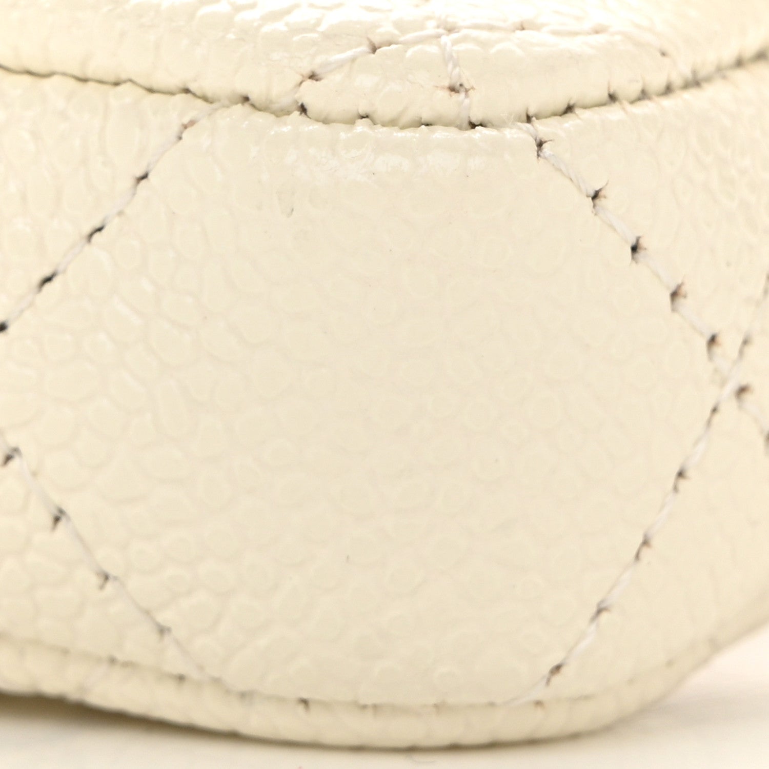 Shiny Caviar Quilted Chain Melody Belt Bag White