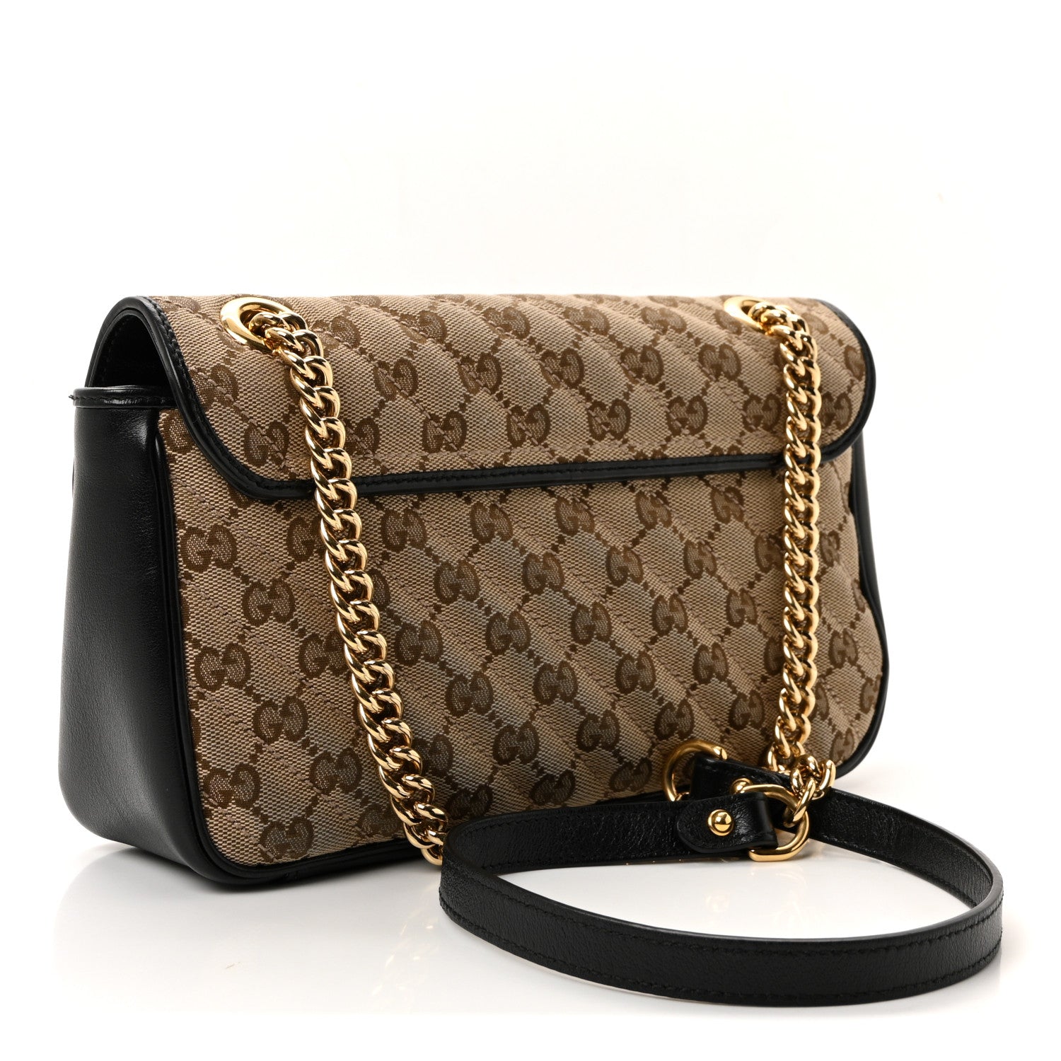 Monogram Matelasse Diagonal Small GG Marmont Shoulder Bag Beige Black