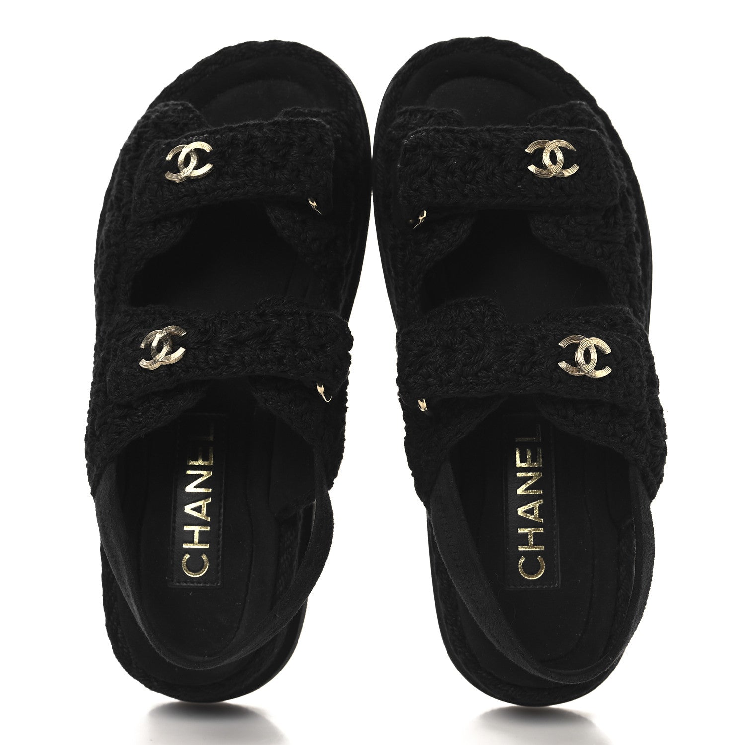 Crochet Velcro Dad Sandals 36 Black