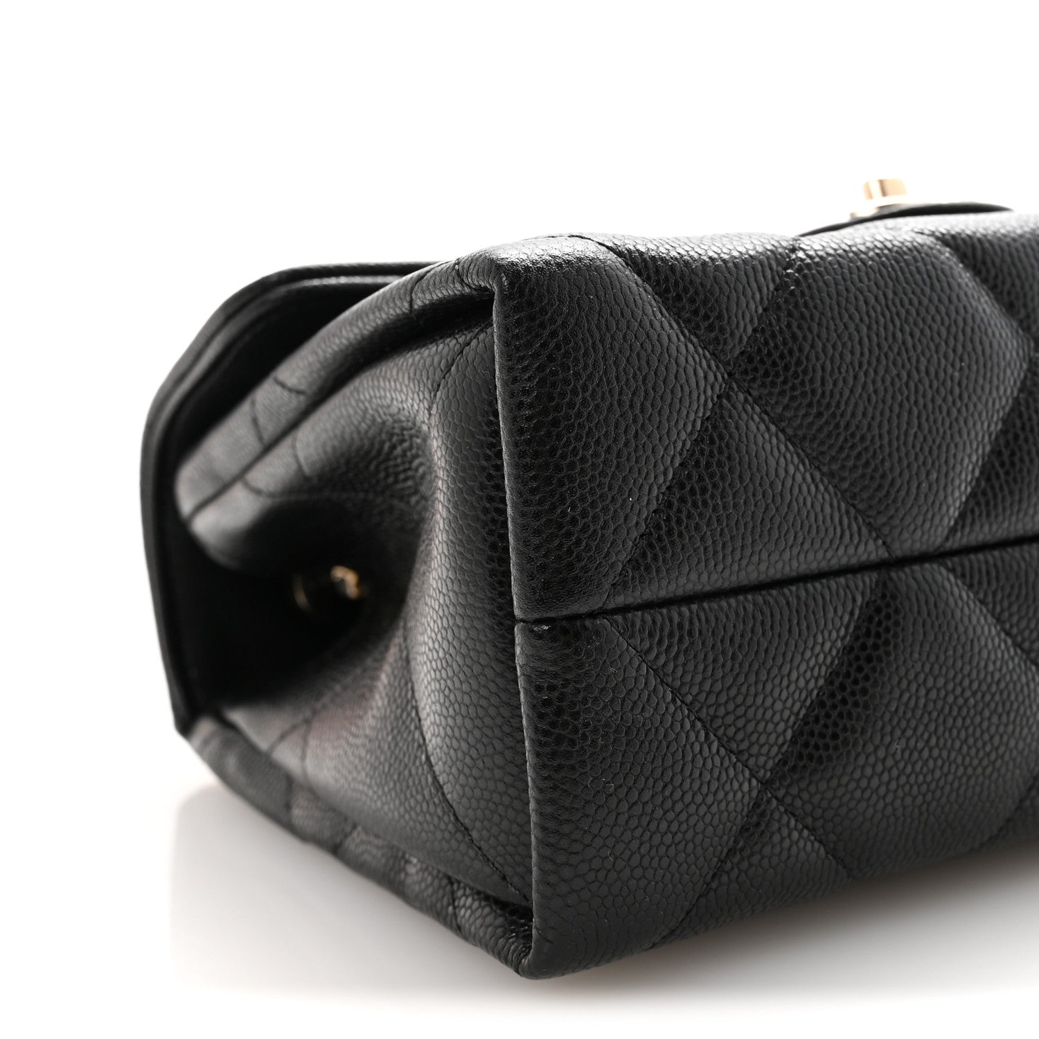 Caviar Quilted Mini Retro Twist Top Handle Flap Black