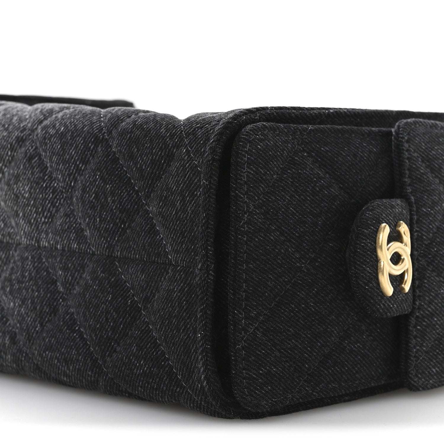 Denim Quilted Mini Chanel 25 Handbag Black