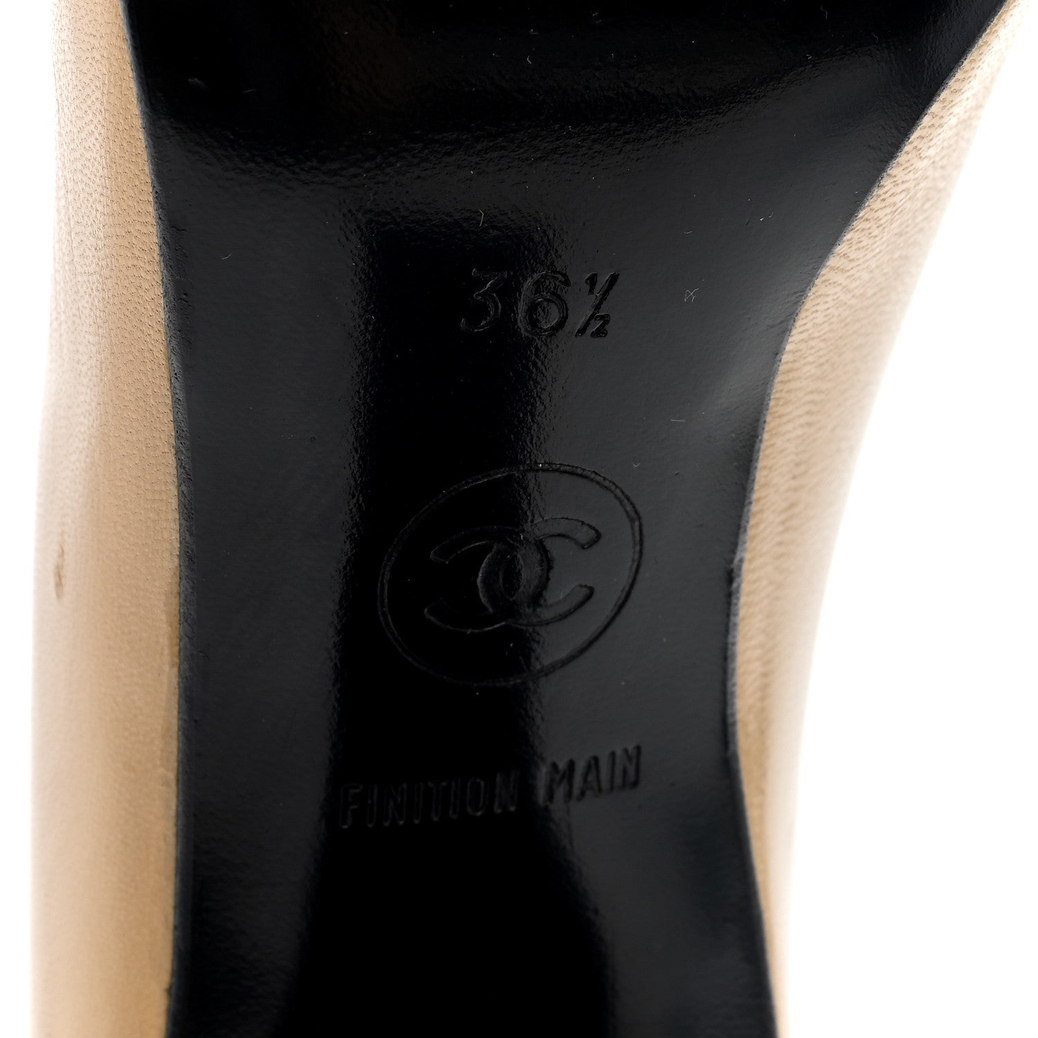 Lambskin Cap Toe CC Pumps 36.5 Beige Black