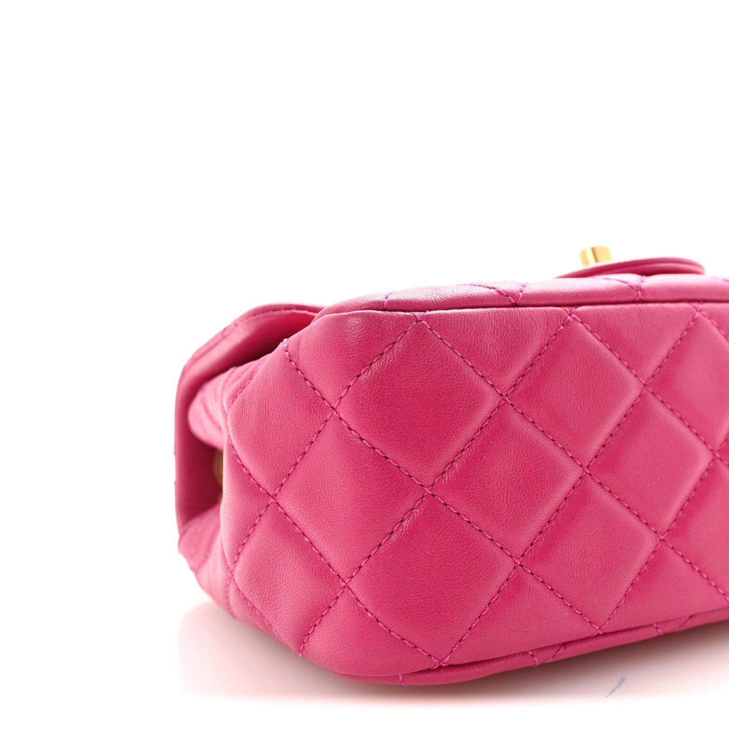 Lambskin Quilted Mini Pearl Crush Flap Fuchsia