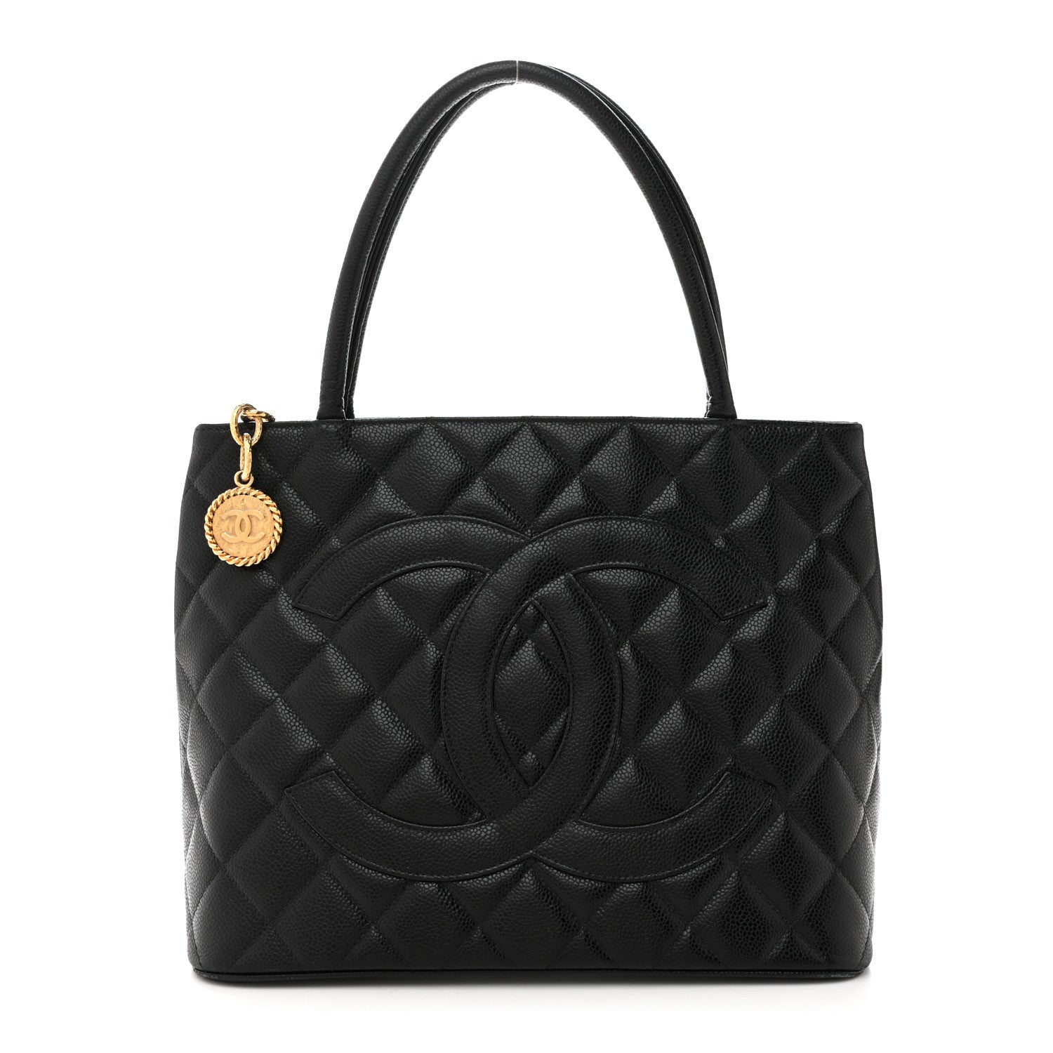 Caviar Quilted Medallion Tote Black